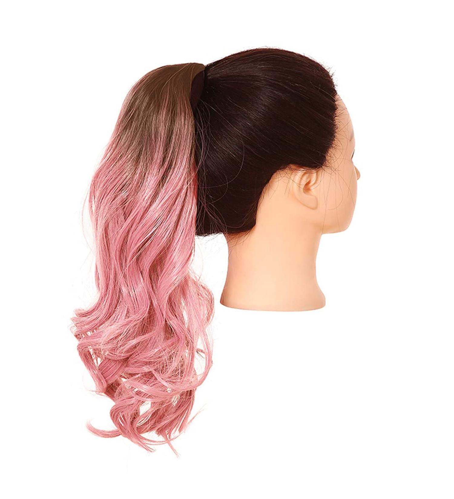 Shadow Curly Ponytail Extensions - Claw Clip Afro Synthetic Hair Piece | Blonde Pink Wavy 26 Long Clip-In Wig - Buy Online on GoSupps.com