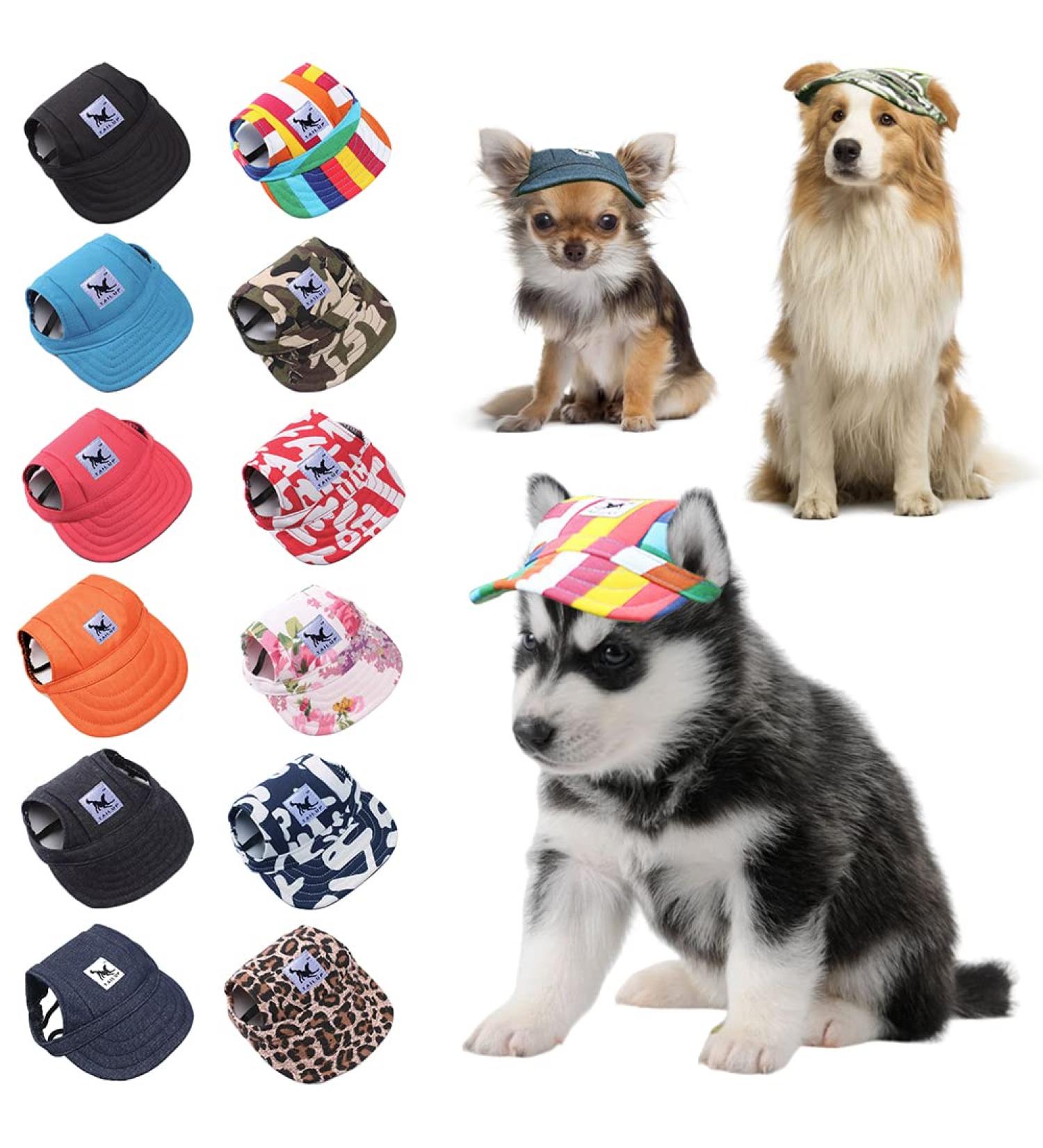 Urfeda Adjustable Dog Baseball Cap - Sun Protection Hat for Pets | Navy Blue | Travel & Sport Hat with Ear Holes & Chin Strap - Buy Online on GoSupps.com