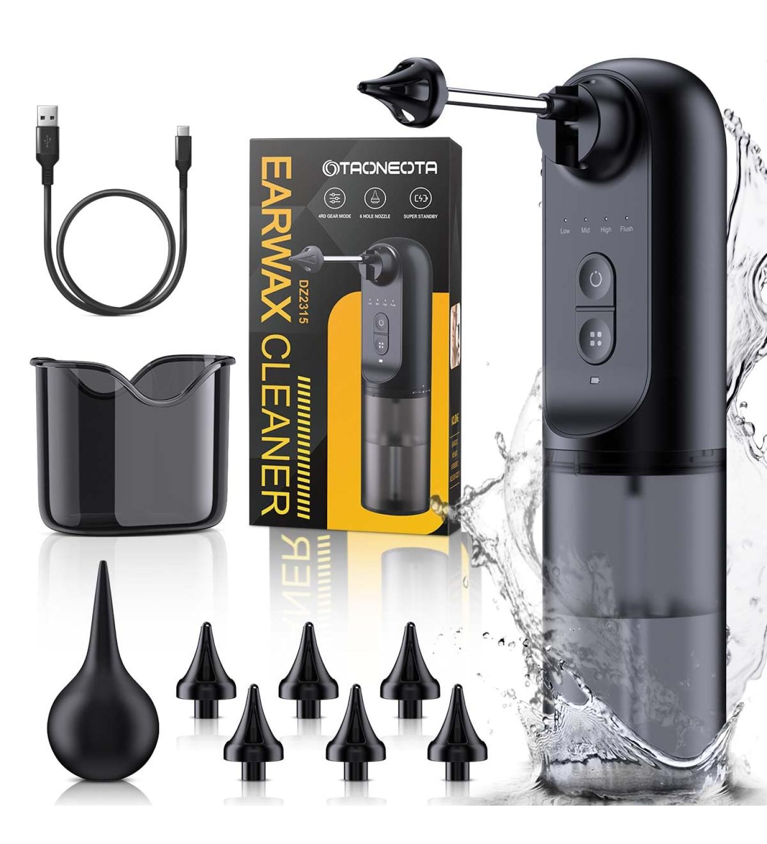 Ear Wax Removal 4 Pressure Settings Electric Ear Irrigation System Electric Ear Wax Removal with IPX7 Waterproof 6 Nozzles 1 Cleaning Basin USB Rechargeable Safe for All Easy to Use for Adults&Kids - Buy Online on GoSupps.com