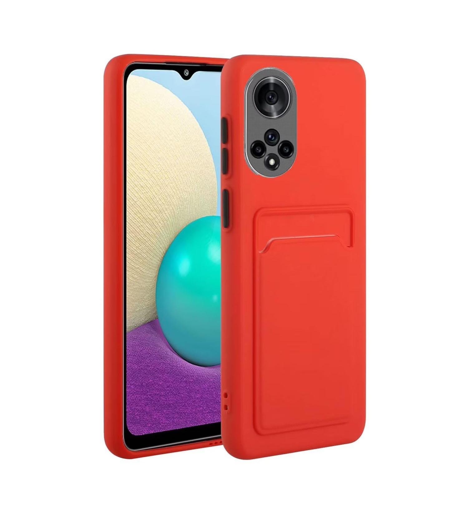 Buy Tivenfezk Nadoli Silicone Case for Honor 50 - Ultra Thin Shockproof Scratch-Resistant with Credit Card Holder - Red TPU Mobile Phone Cover - Buy Online on GoSupps.com