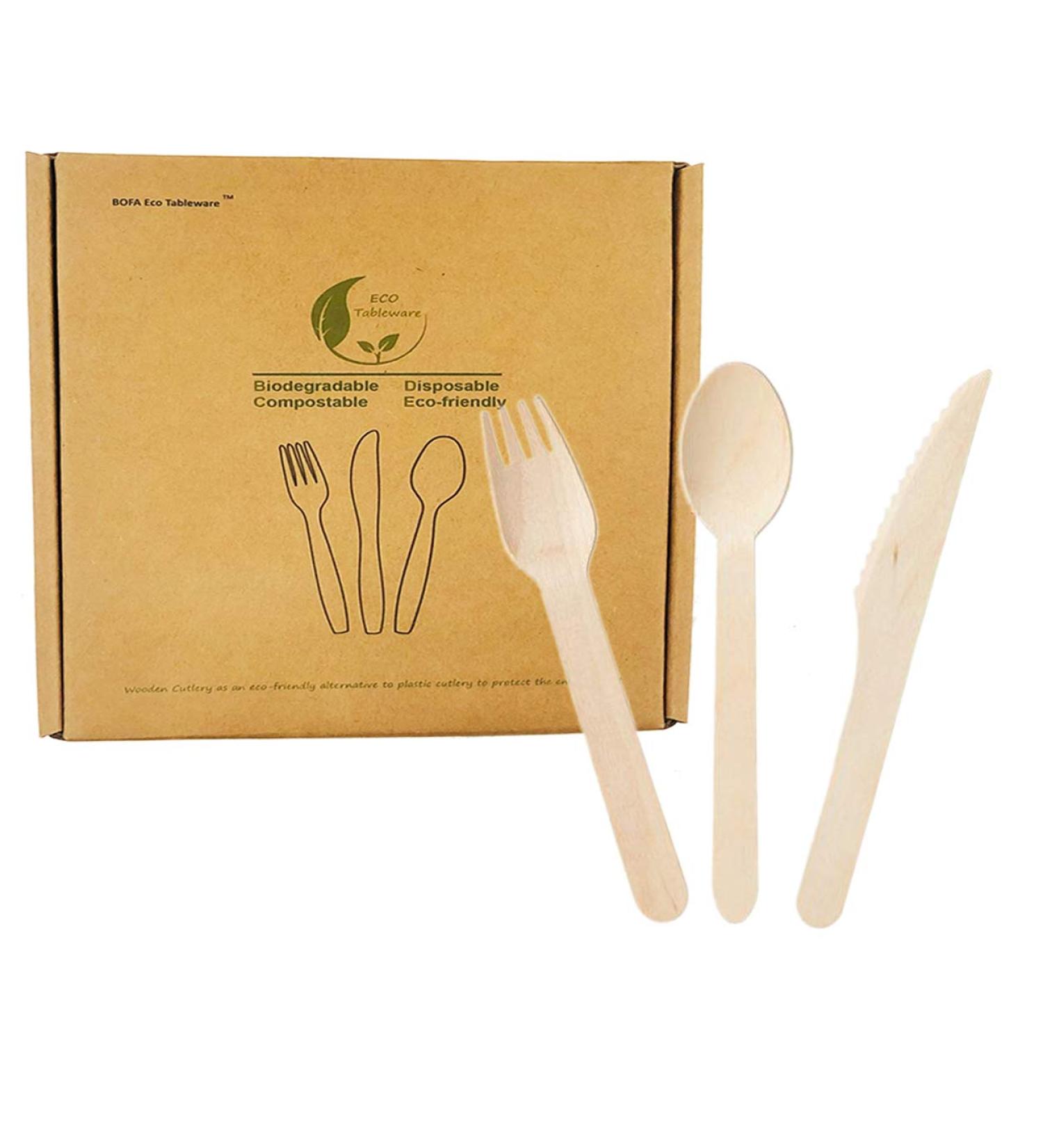 Wooden Cutlery Disposable Wood Utensils Compostable Cutlery Set for Camping Picnic Weddings Barbecue Birthday (200Pack - 50 Knives 100 Forks 50 Spoons) - Buy Online on GoSupps.com