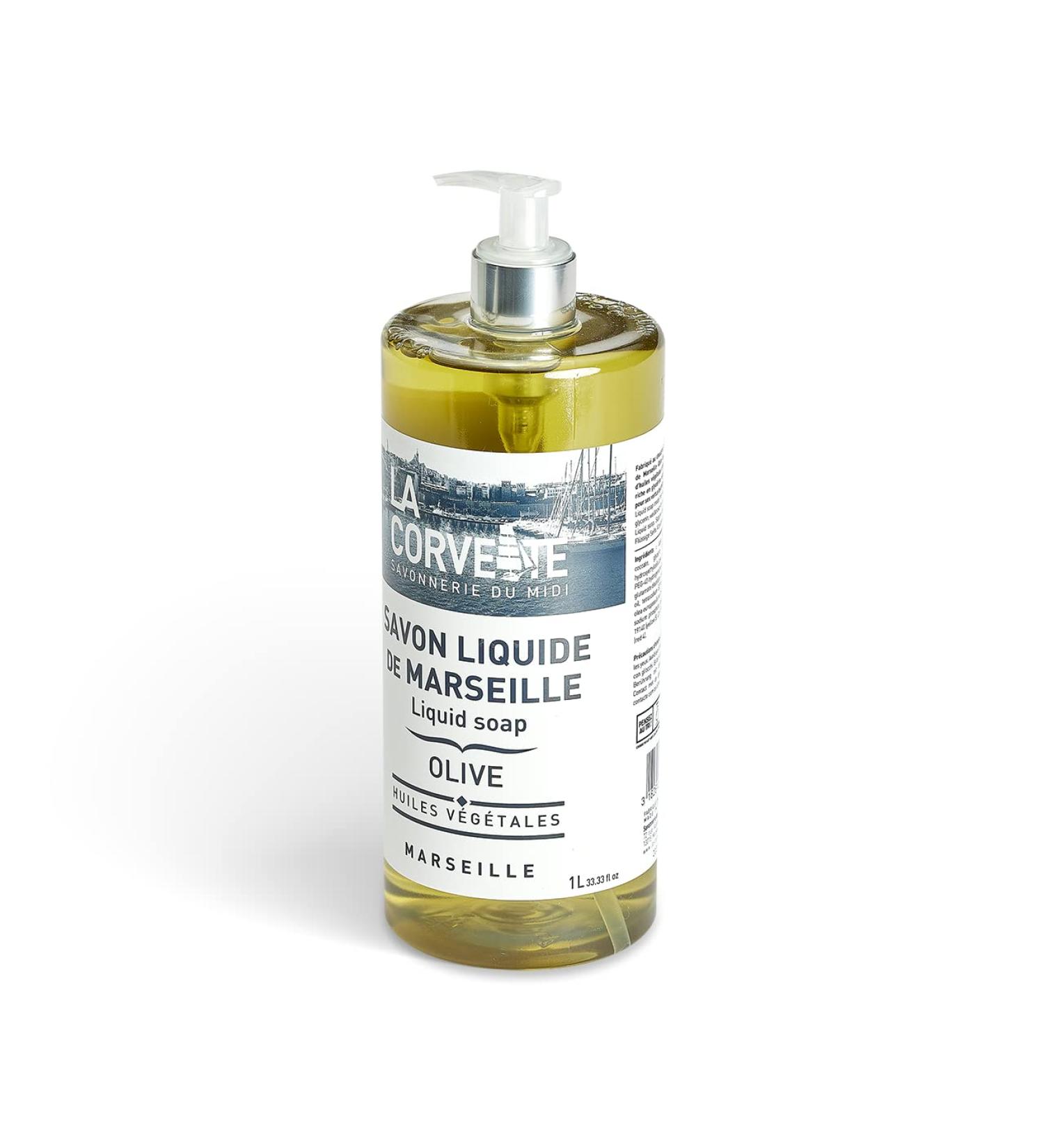 La Corvette Liquid Marseille Soap Olive 1L - Natural French Soap for Luxurious Cleansing | Eco-Friendly & Vegan - Buy Online on GoSupps.com