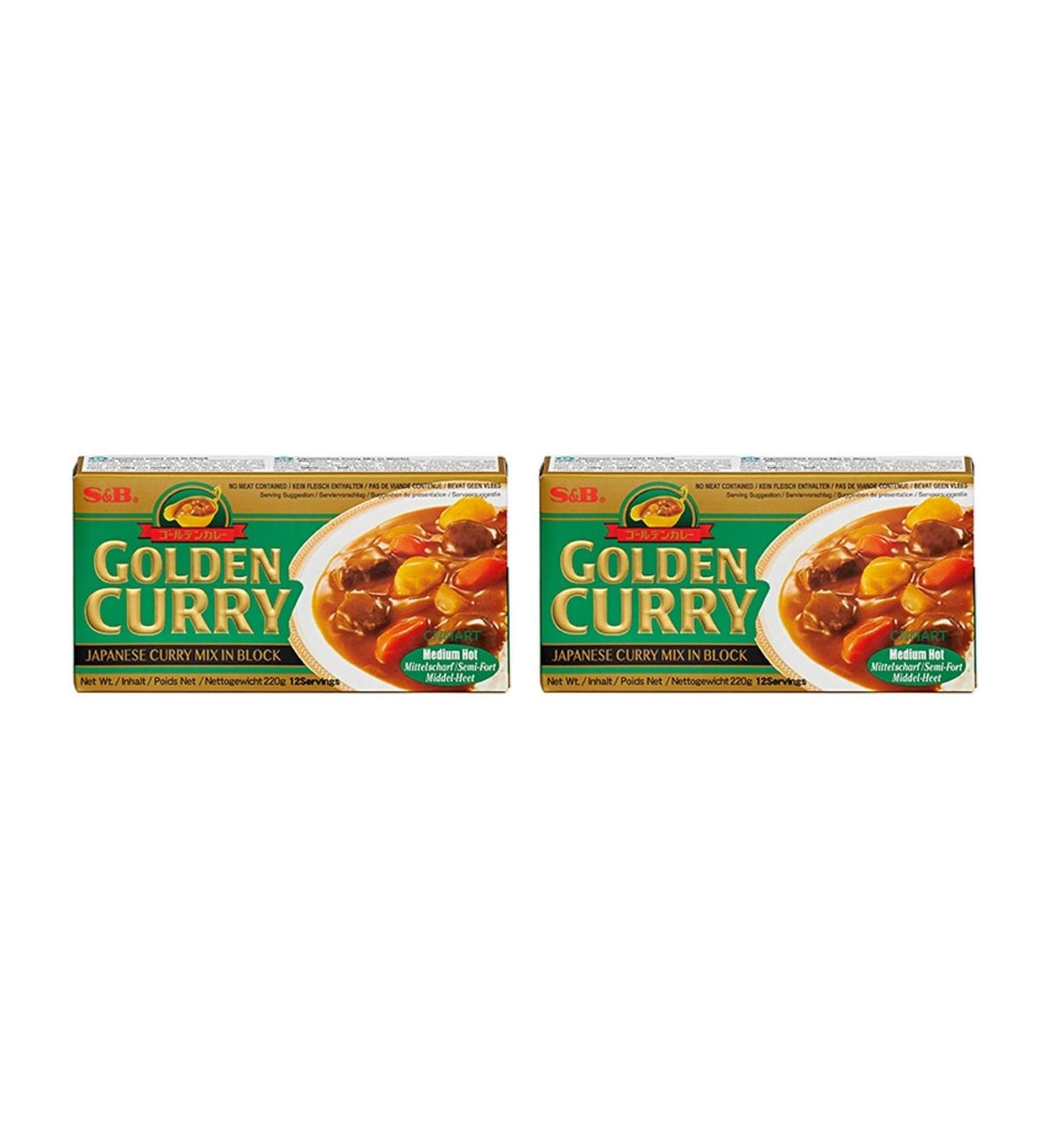 CNMART S and B Golden Curry Mix Medium Hot (No Meat and Fish) 220g (Pack of 2) - Buy Online on GoSupps.com