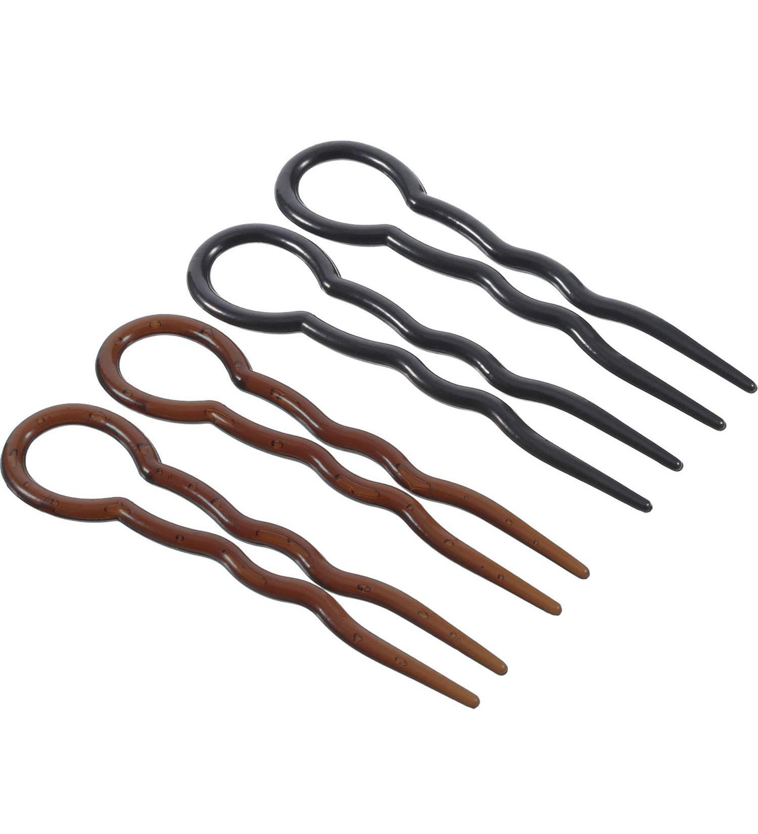 20 Piece U-Shaped Grip Hair Pins - French Style Twist Clip for Women in Black and Brown - Buy Online on GoSupps.com