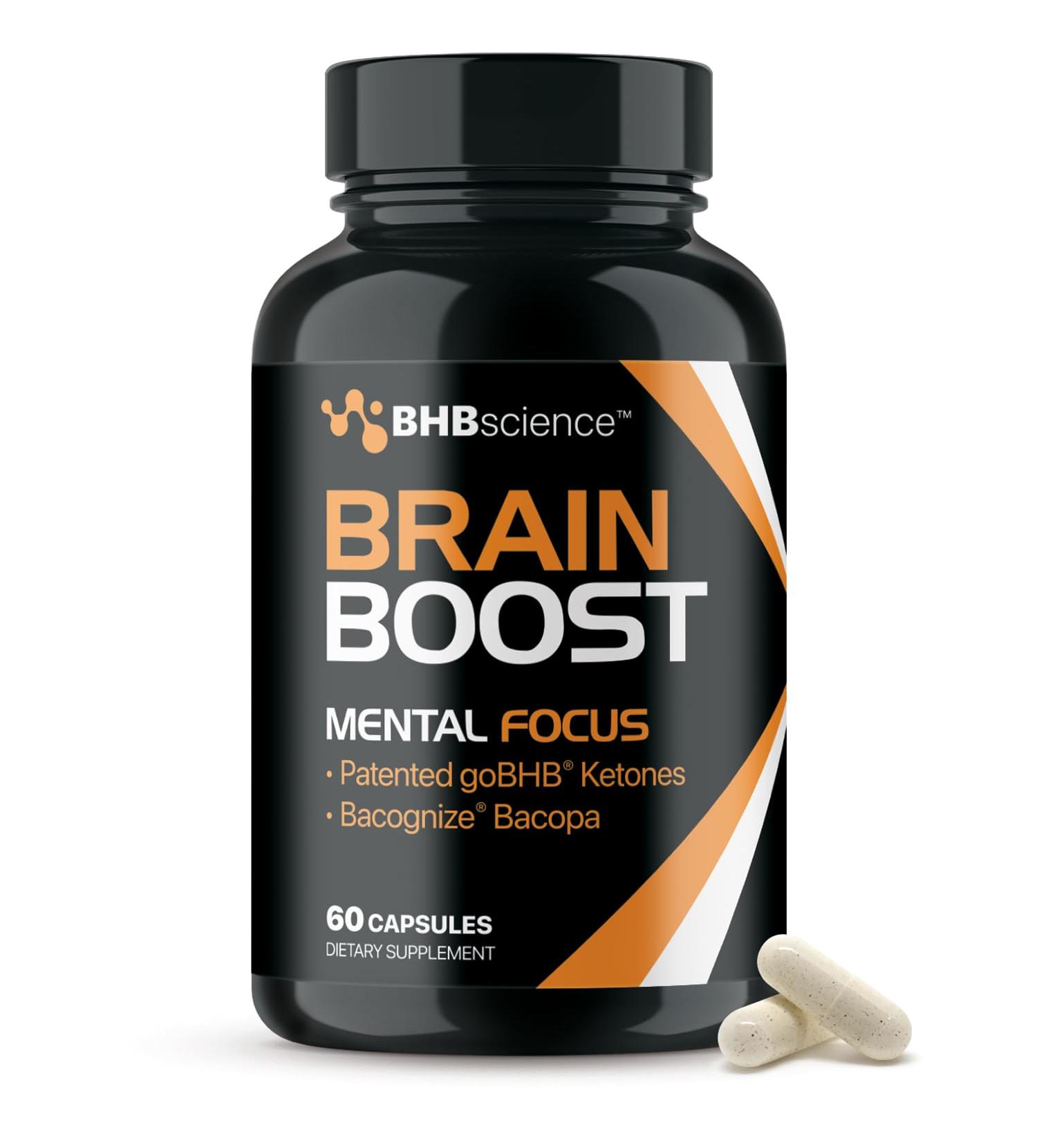 Brain Booster Supplement for Focus - Clinically Validated Nootropics Brain Support Supplement with Bacopa Monnieri Extract & Patented goBHB for Cognitive Support - 3rd Party Tested (30 Servings) - Buy Online on GoSupps.com