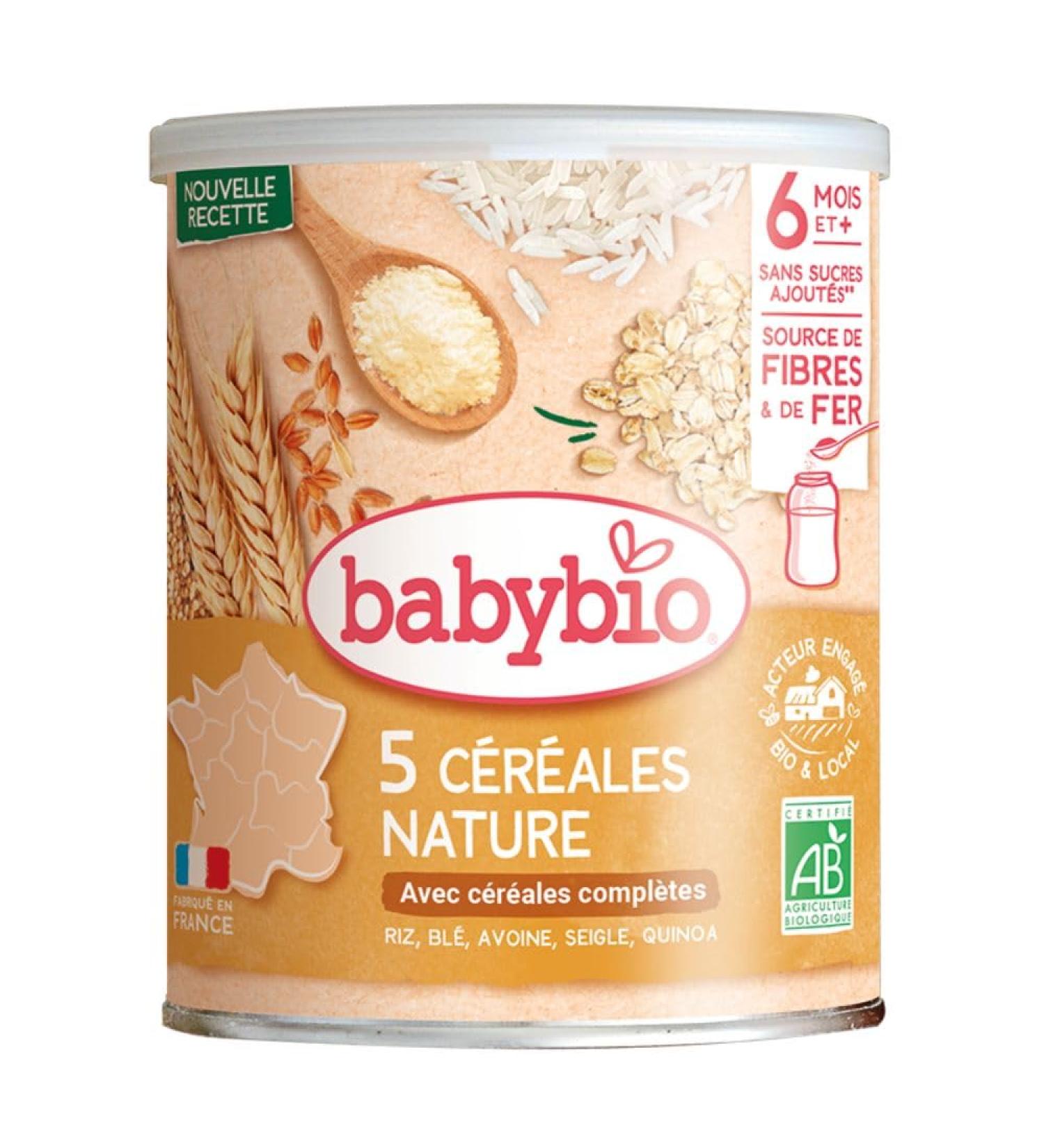 Babybio 3 Cereals Nature Rice Wheat Oats Organic 6 Months + 220 g
