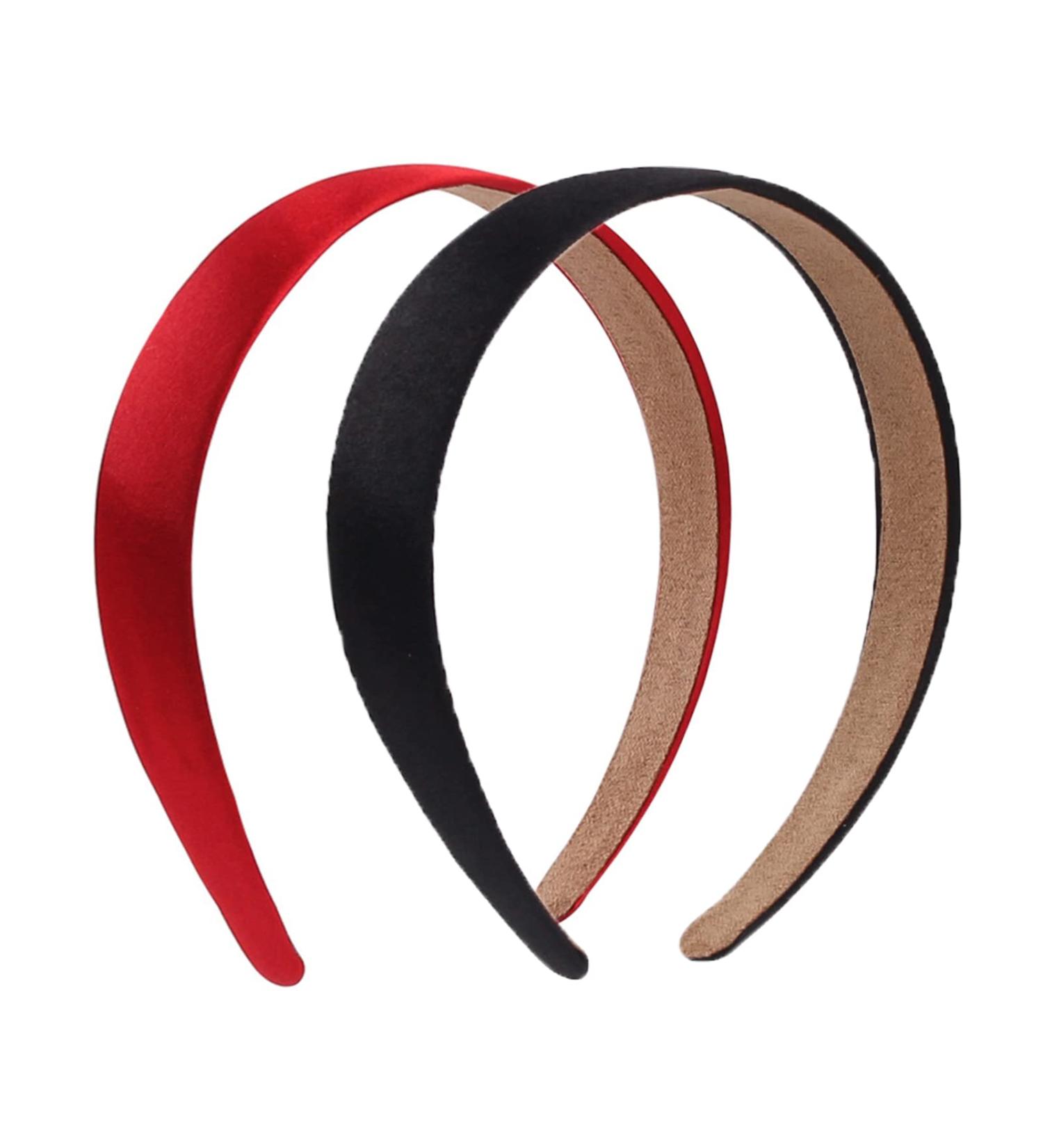 Hfpengzan 2 Pack Satin Headbands - Red & Black Non Slip Fashion Headbands for Women & Girls - Buy Online on GoSupps.com