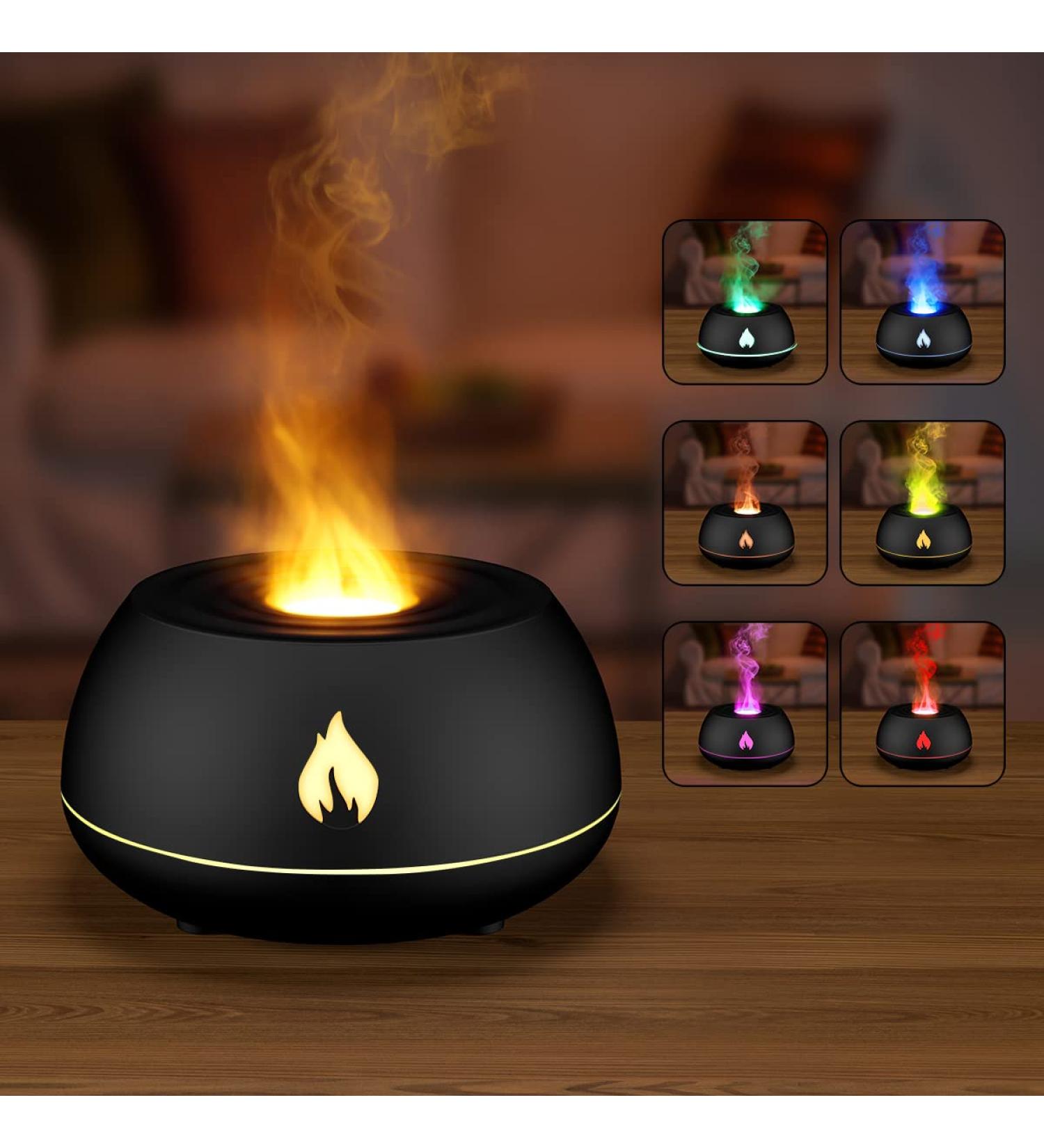 Wodasi Flame Aroma Diffuser - 130ml Essential Oil Humidifier for Home Office & Yoga | Waterless Auto Shut-Off | Kids Room Fragrance (Black) - Buy Online on GoSupps.com
