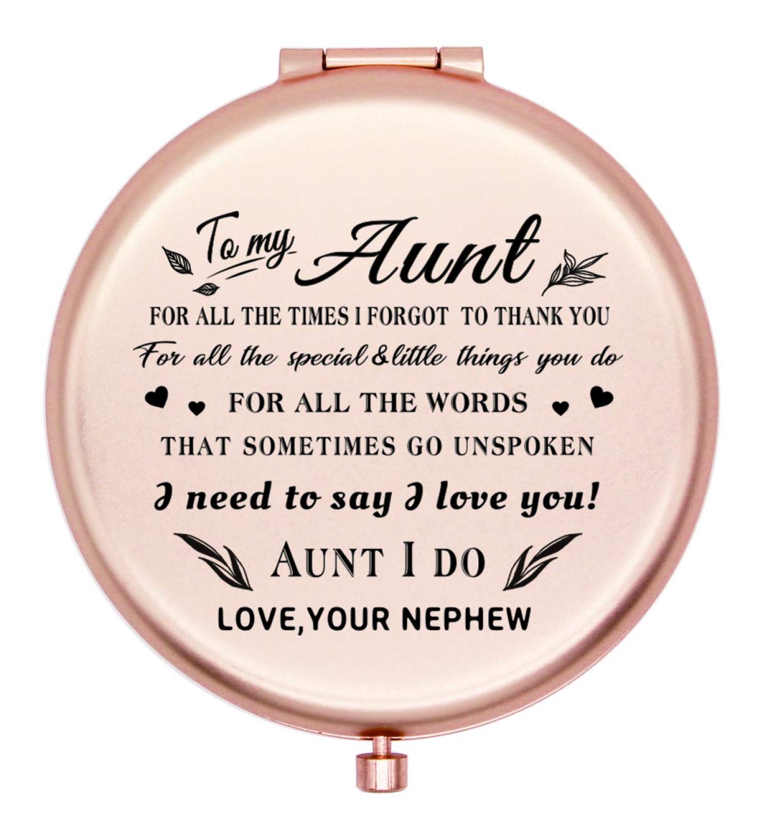 Onederful Aunt Gifts - Compact Pocket Mirror for Aunt from Nephew - Birthday & Mother's Day Ideas - Rose Gold - Buy Online on GoSupps.com