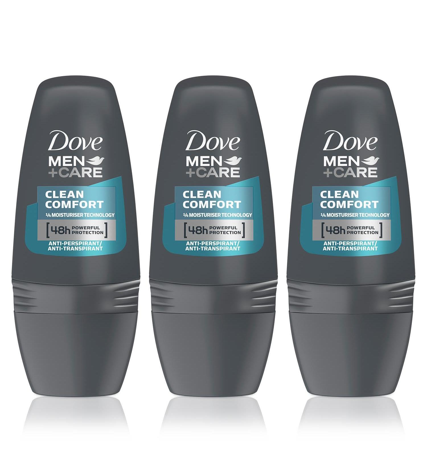 DOVE MEN + CARE Dove Men + Care Clean Comfort Anti-Perspirant Deodorant Roll On with Advanced Moisturizer technology giving 48 Hours Powerful Protection 50 ml (3 Pack) - Buy Online on GoSupps.com