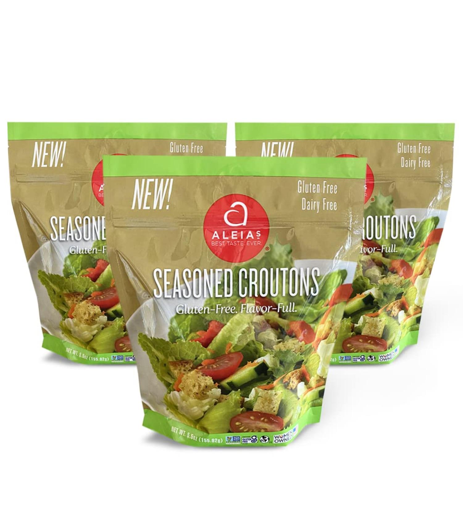 ALEIA'S Best Taste Ever Seasoned Croutons 5.5 oz (3 pack) - Gluten-Free, Dairy-Free, Soy-Free, Low Sodium, No MSG, No Preservatives - Perfect for Salads and Soups - Kosher Certified - Buy Online on GoSupps.com