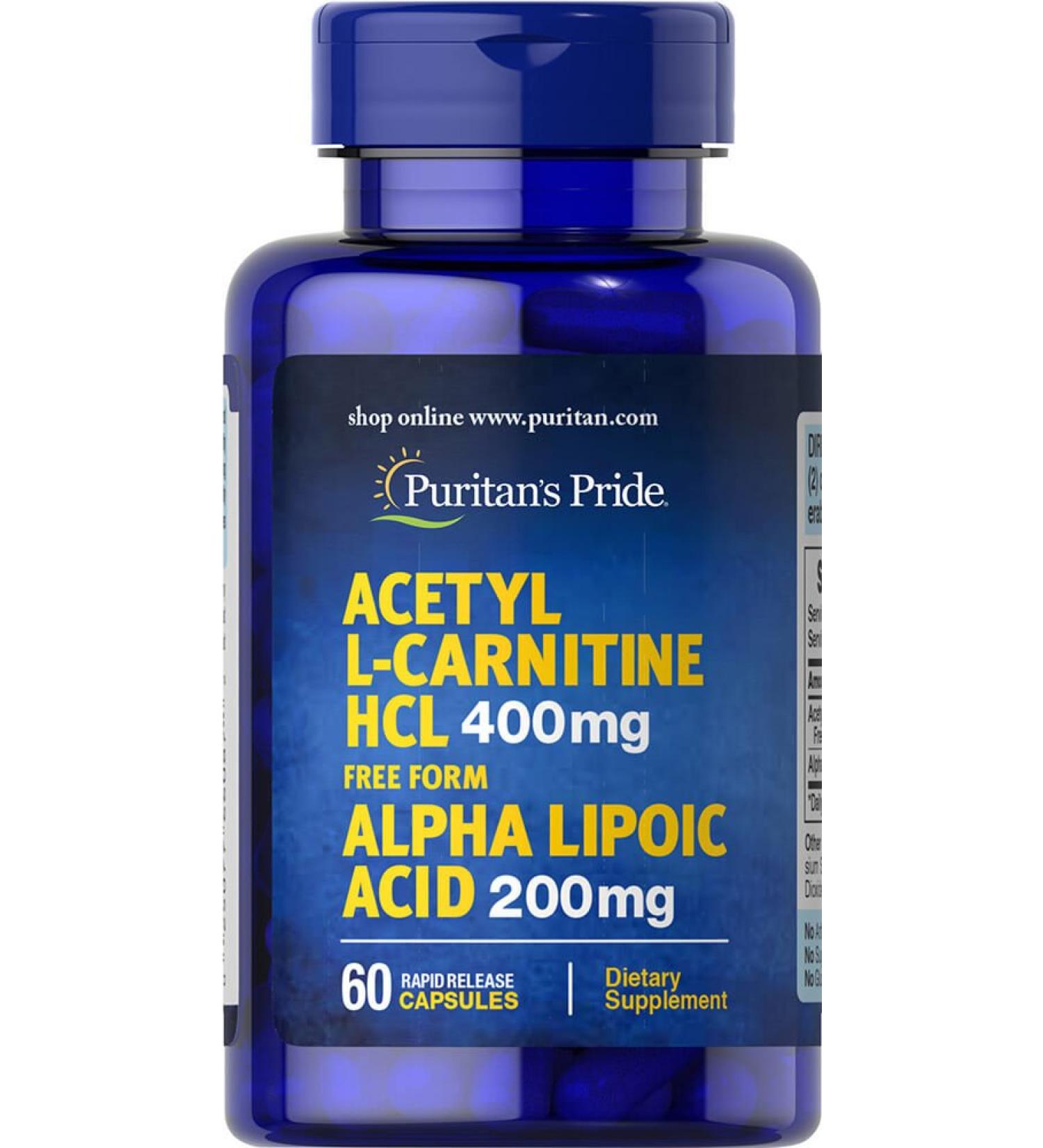 Puritan's Pride Acetyl L-Carnitine Free Form 60ct - Premium Quality Supplement - Buy Online on GoSupps.com