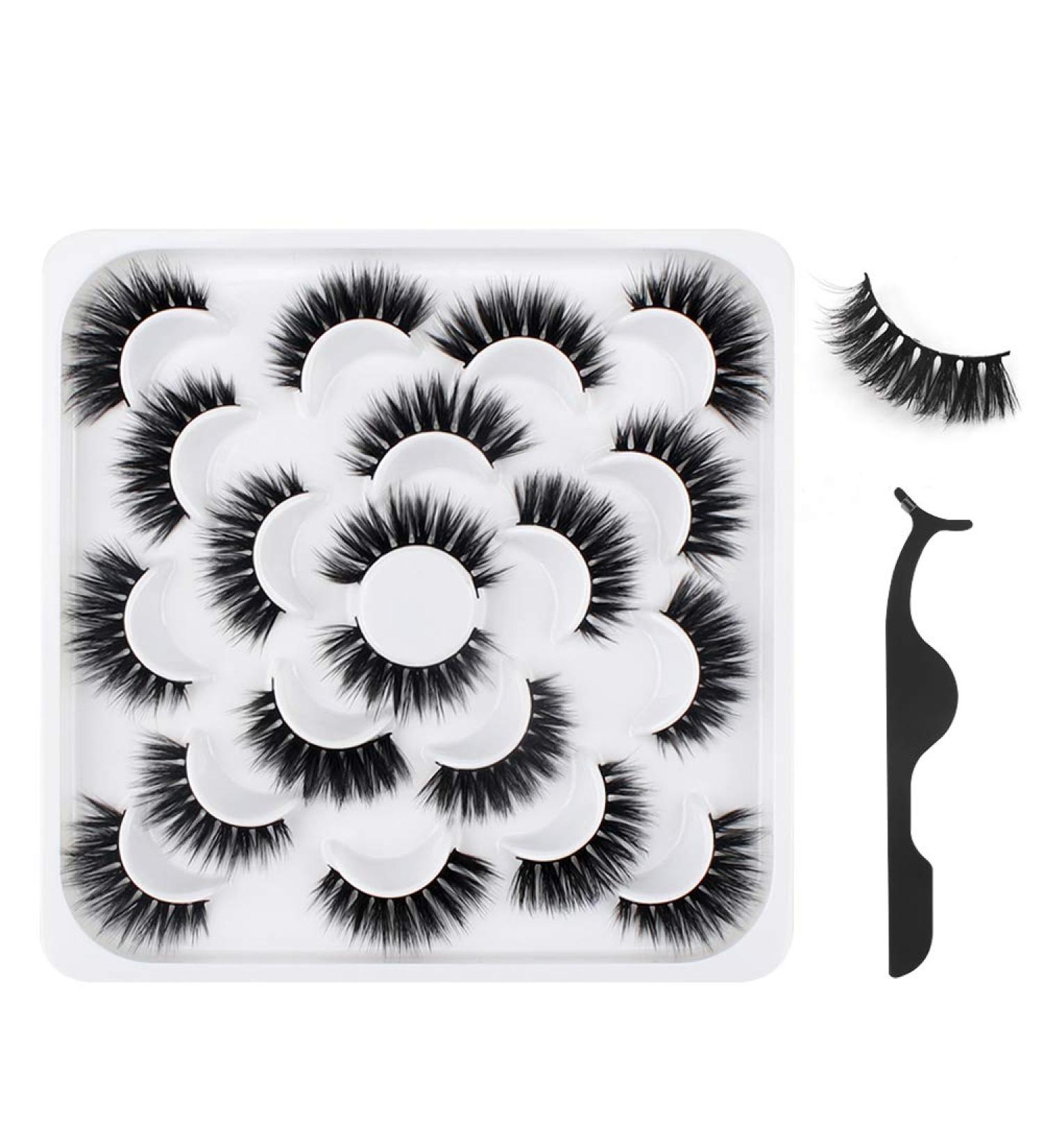 10 Pairs 3D Handmade Fake Eyelashes - Invisible Band - Premium Faux Nerz Lash Set - Buy Online on GoSupps.com