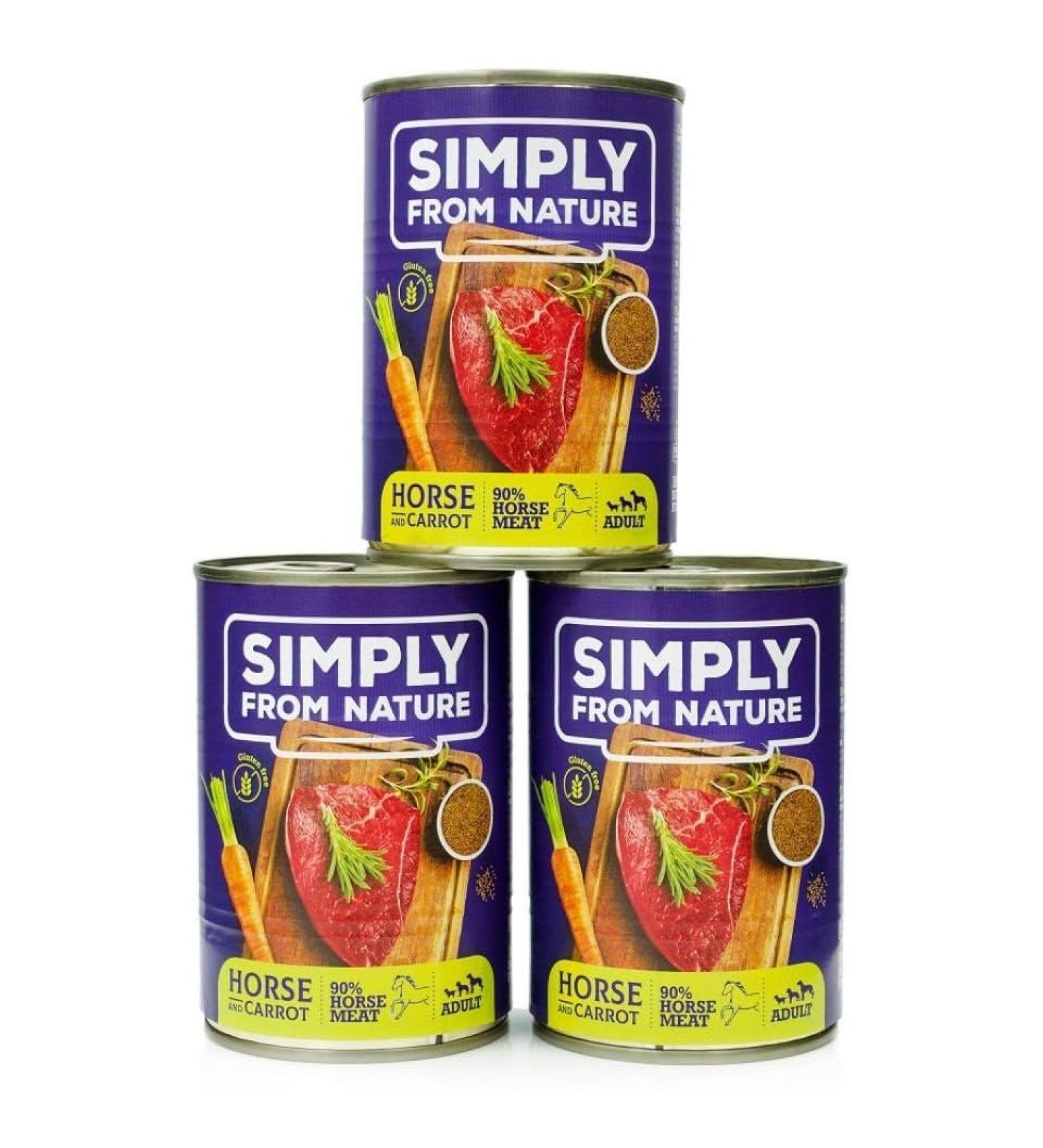 SIMPLY FROM NATURE Wet dog food - Horse meat with flax seeds - 3 x 400 g