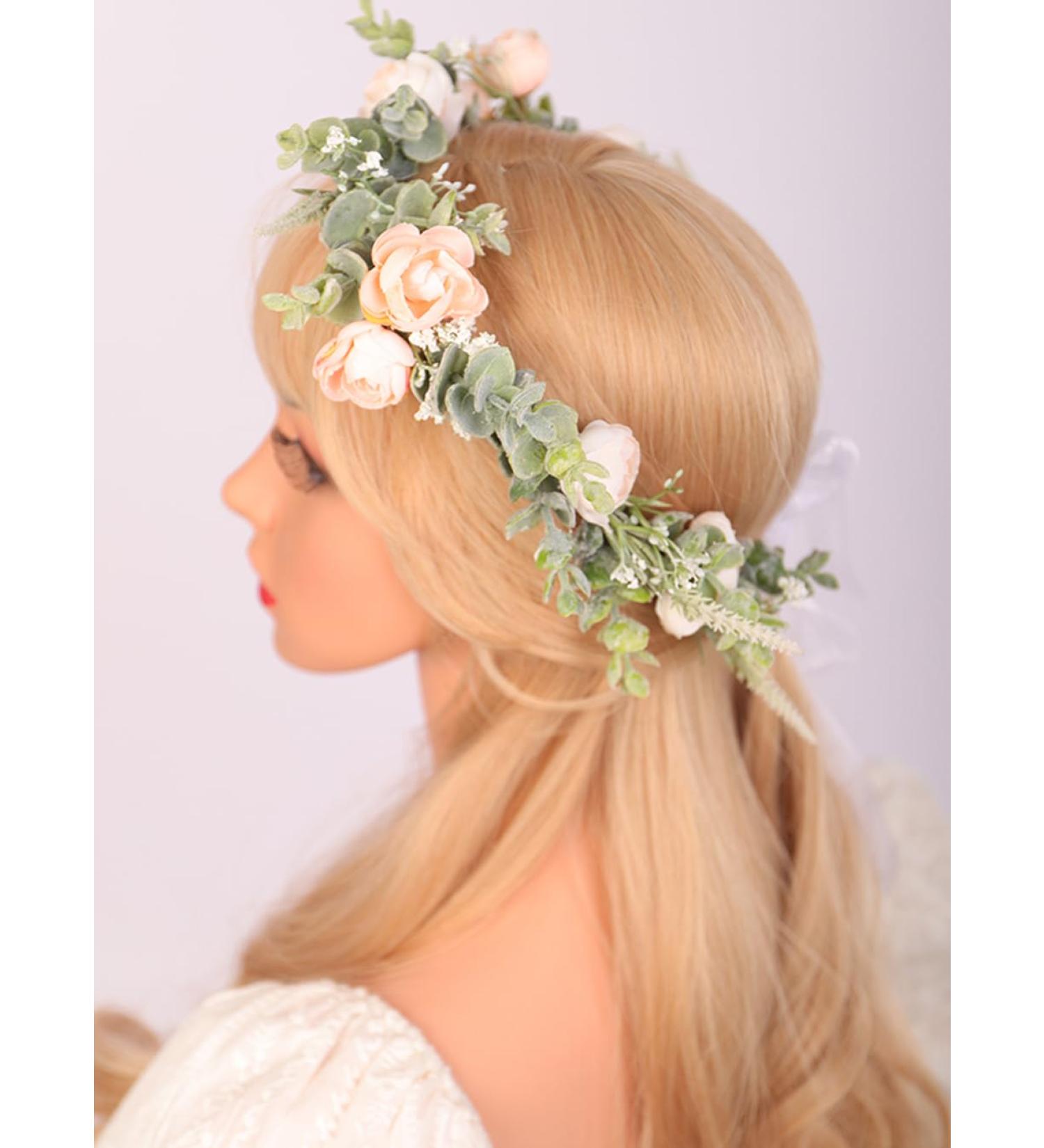 Boho Floral Headband - Wiwpar Flower Garland for Weddings & Parties | Adjustable Ribbon Women's Accessory - Buy Online on GoSupps.com