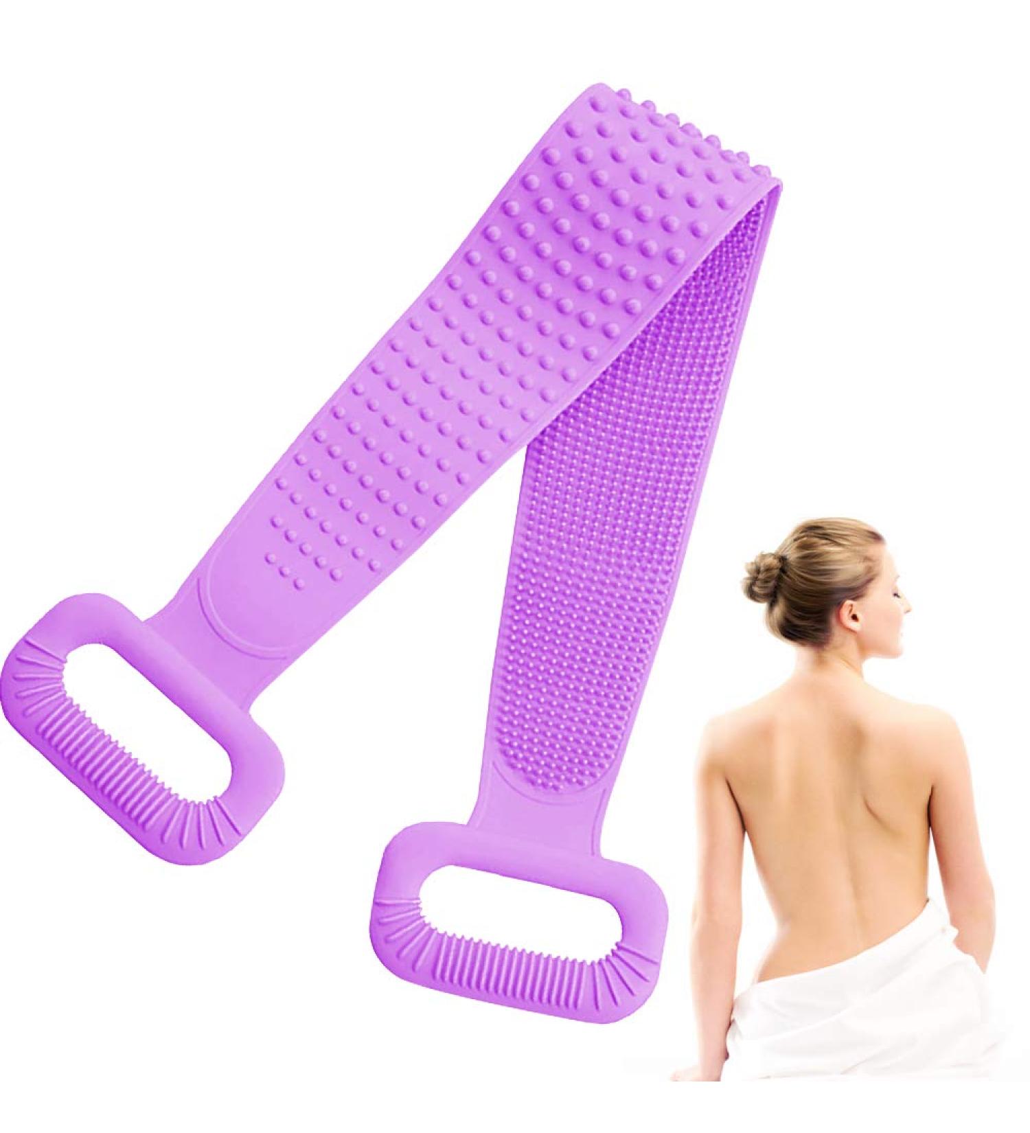 Inmorven Back Brush Shower 76cm Silicone Body Scrubbing Massage Brush for Back & Foot Peeling (Purple) | Calvation Aid - Buy Online on GoSupps.com