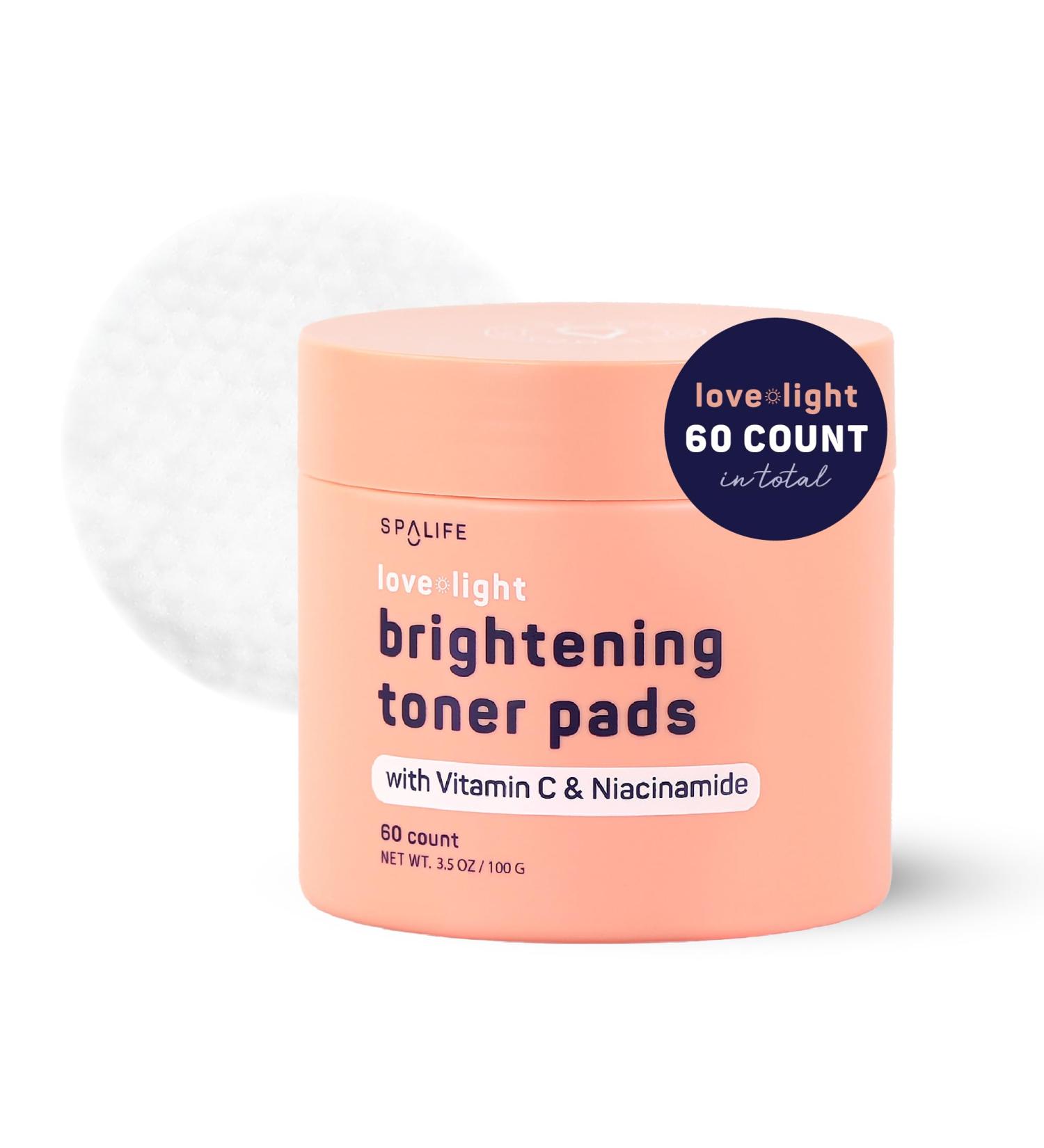 Buy SpaLife Love & Light Radiating Toner Pads Brightening Formula for Uneven Skin Tone Dark Spots & Dullness with Vitamin C & Niacinamide Pre-Soaked Face Pads for Instant Glow - Buy Online on GoSupps.com
