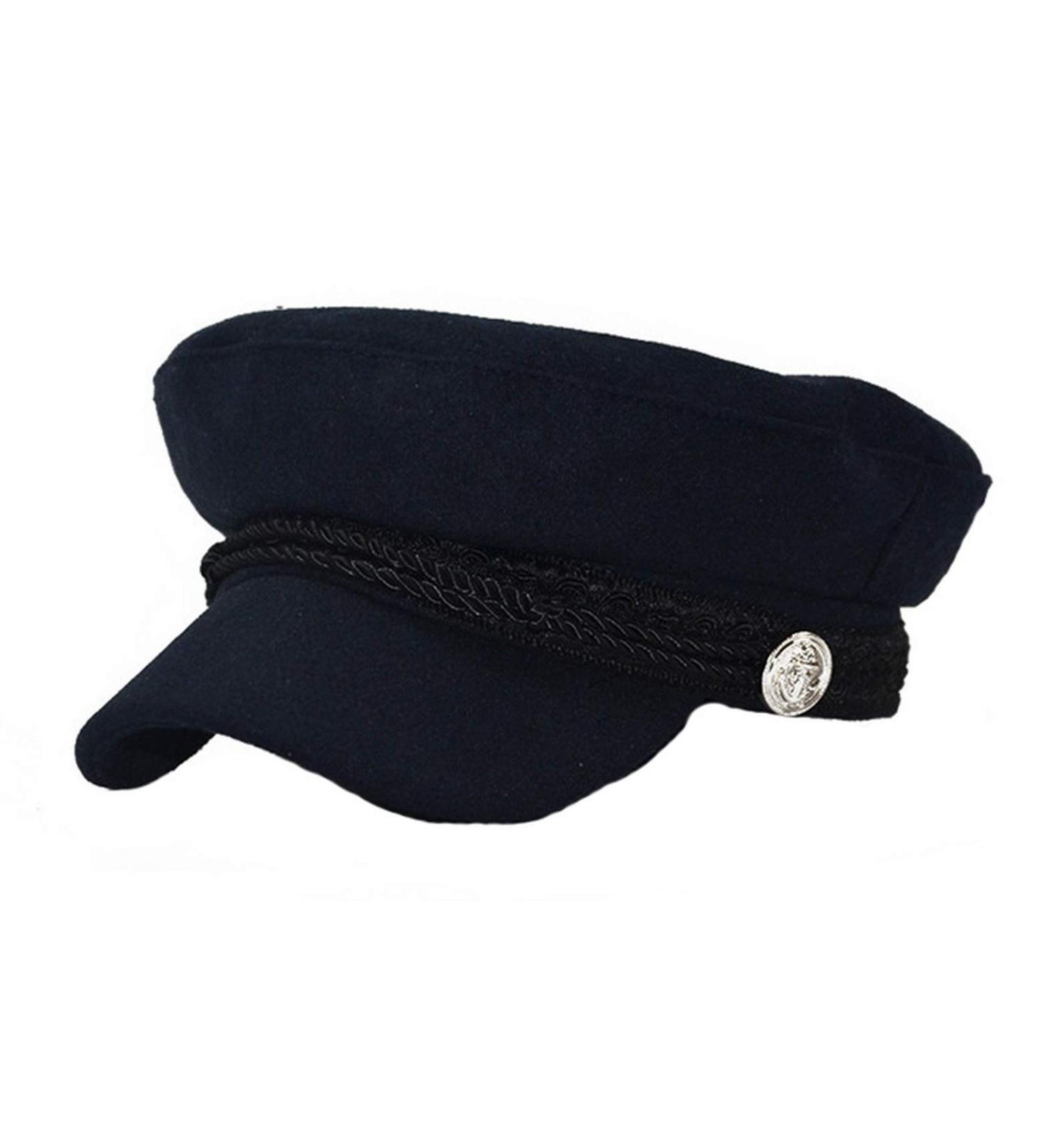 Brcus Women Yacht Captain Sailor Hat Newsboy Cabbie Baker Boy Peaked Beret Cap Navy W/ Lace