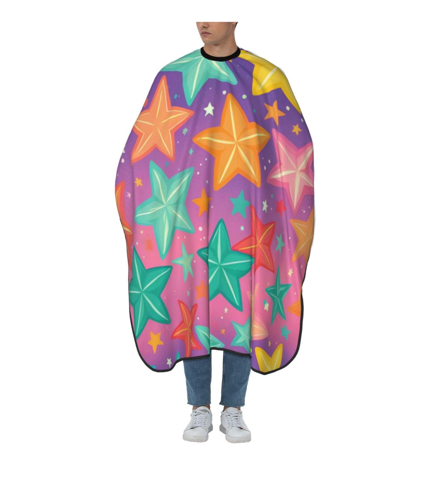 Stars Printed Polyester Hair Cutting Cape | Professional Adult Haircut Accessories | Smooth & No Sticky Hair | 55x66in - Buy Online on GoSupps.com
