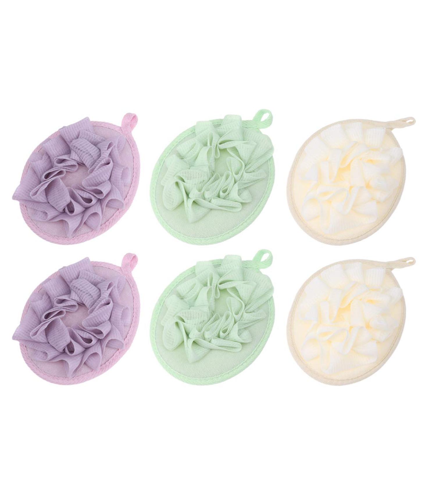 LEORX Loofah Sponge 6pcs Shower Pouf Exfoliating Mesh Bath Scrubber with Hand Strap - Buy Online on GoSupps.com