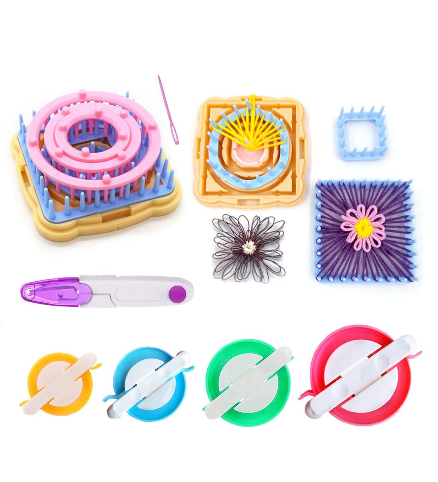 8pcs Frame Loom Kit with 4 Pom Pom Maker & Knitting Wool - Round/Square Looms Craft Kit - Instructions Included - Buy Online on GoSupps.com