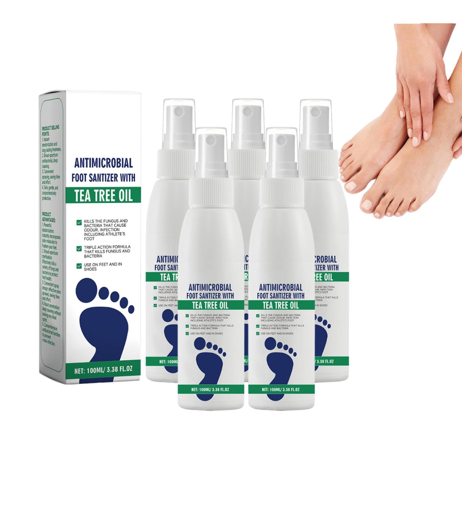 VKaoess Tea Tree Oil Foot Spray Natural Refreshing Spray for Shoes and Feet Deodorant Deodorant for Smelly Feet Foot Care with Aloe Vera for Men and Women 5 Bottles - Buy Online on GoSupps.com