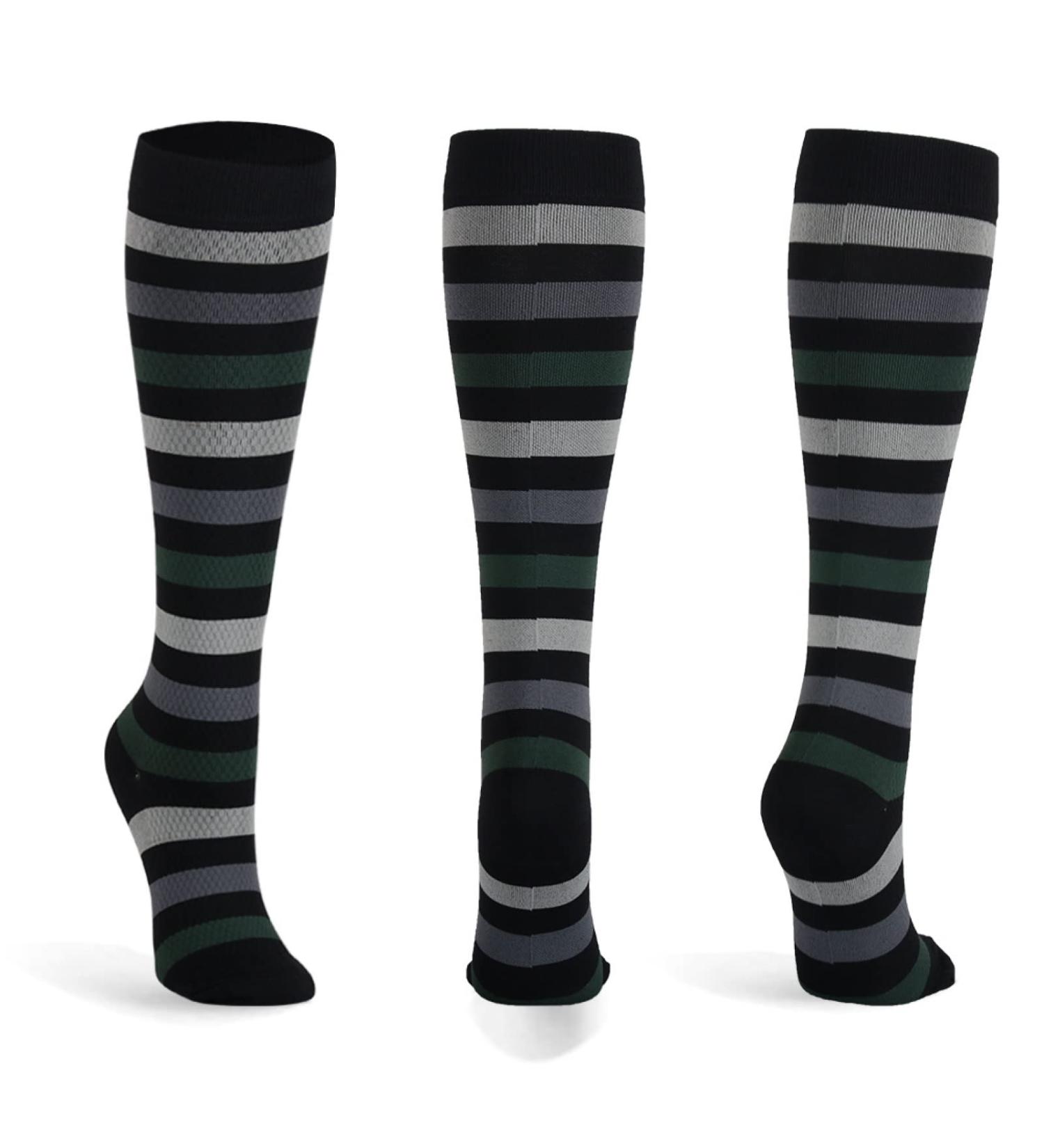 DOCEN Comfortable Breathable Sports Compression Socks Black 3 Pairs S/M_Fit Medical Running Nurse Black-3 Pairs SM