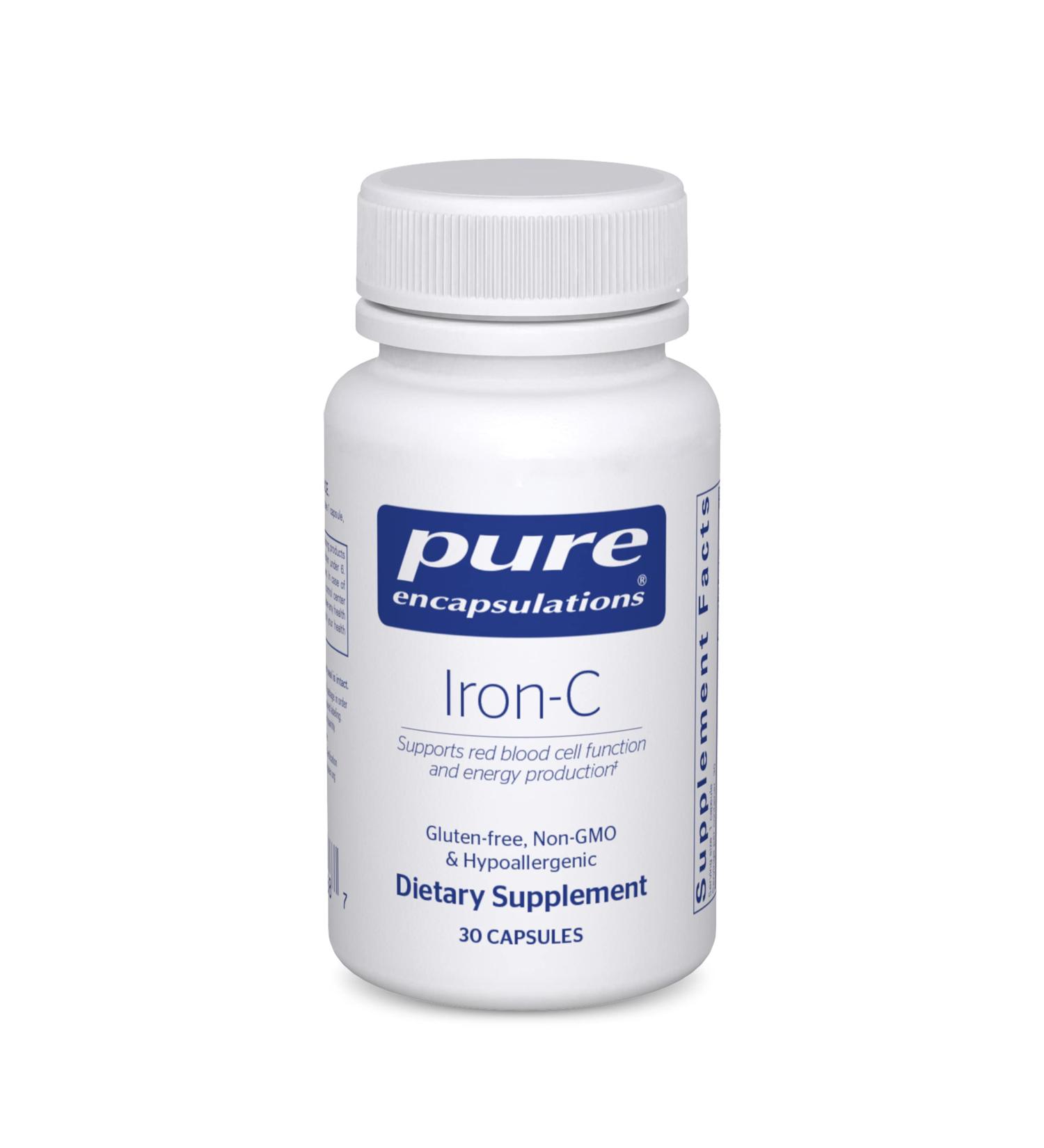 Pure Encapsulations Iron-C | Muscle & Red Blood Cell Support Supplement with Vitamin C | 30 Capsules - Buy Online on GoSupps.com