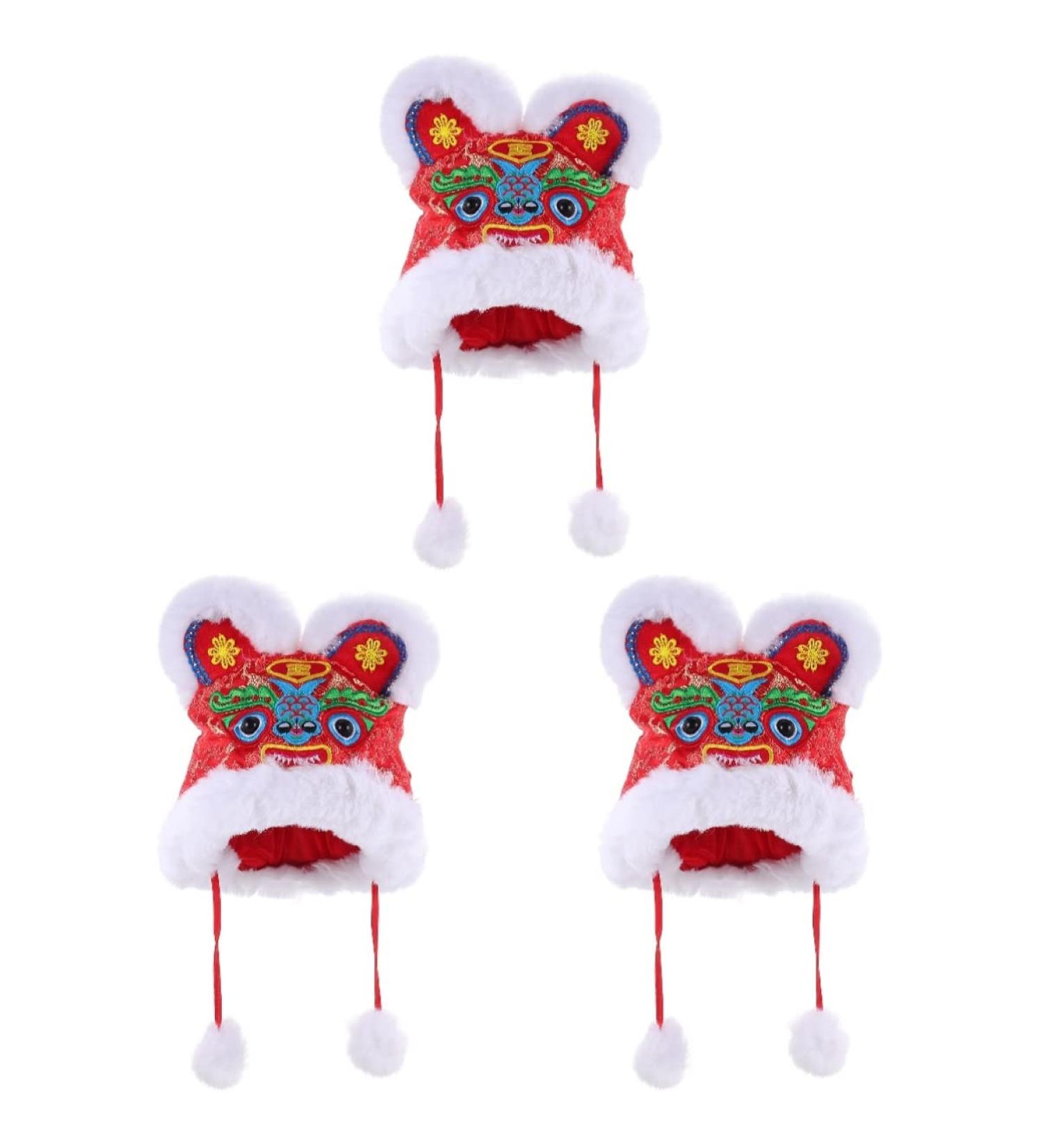 Gadpiparty 2pcs Chinese Hat Kids Chinese New Year Hat Warm Hat Spring Festival Photo Props 31X30X4CM - Buy Online on GoSupps.com