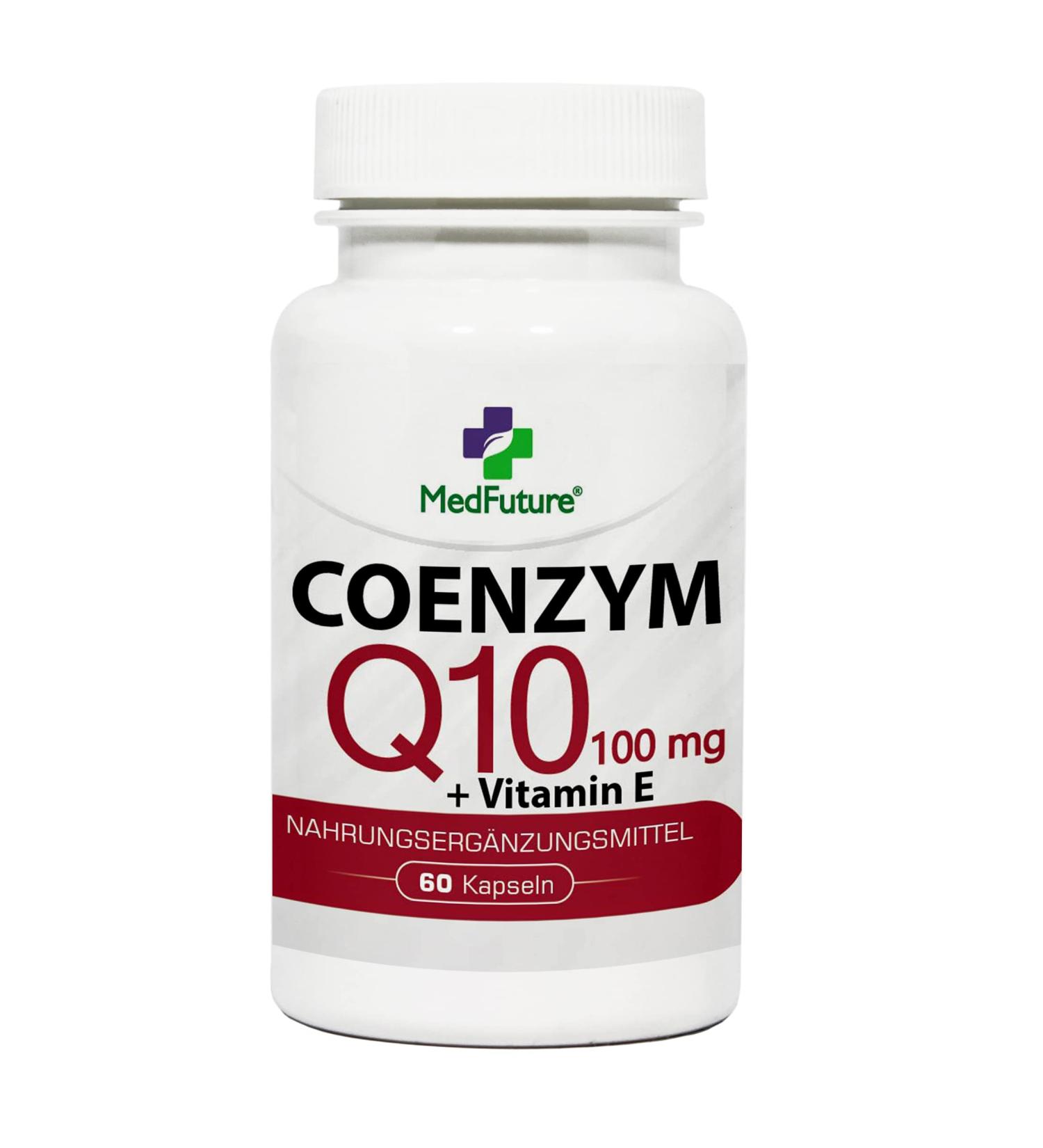 Coenzyme Q10 Extract 100mg + Vitamin E Ubiquinol - 60 Capsules for Heart Health & Energy Boost | International Shipping Available - Buy Online on GoSupps.com