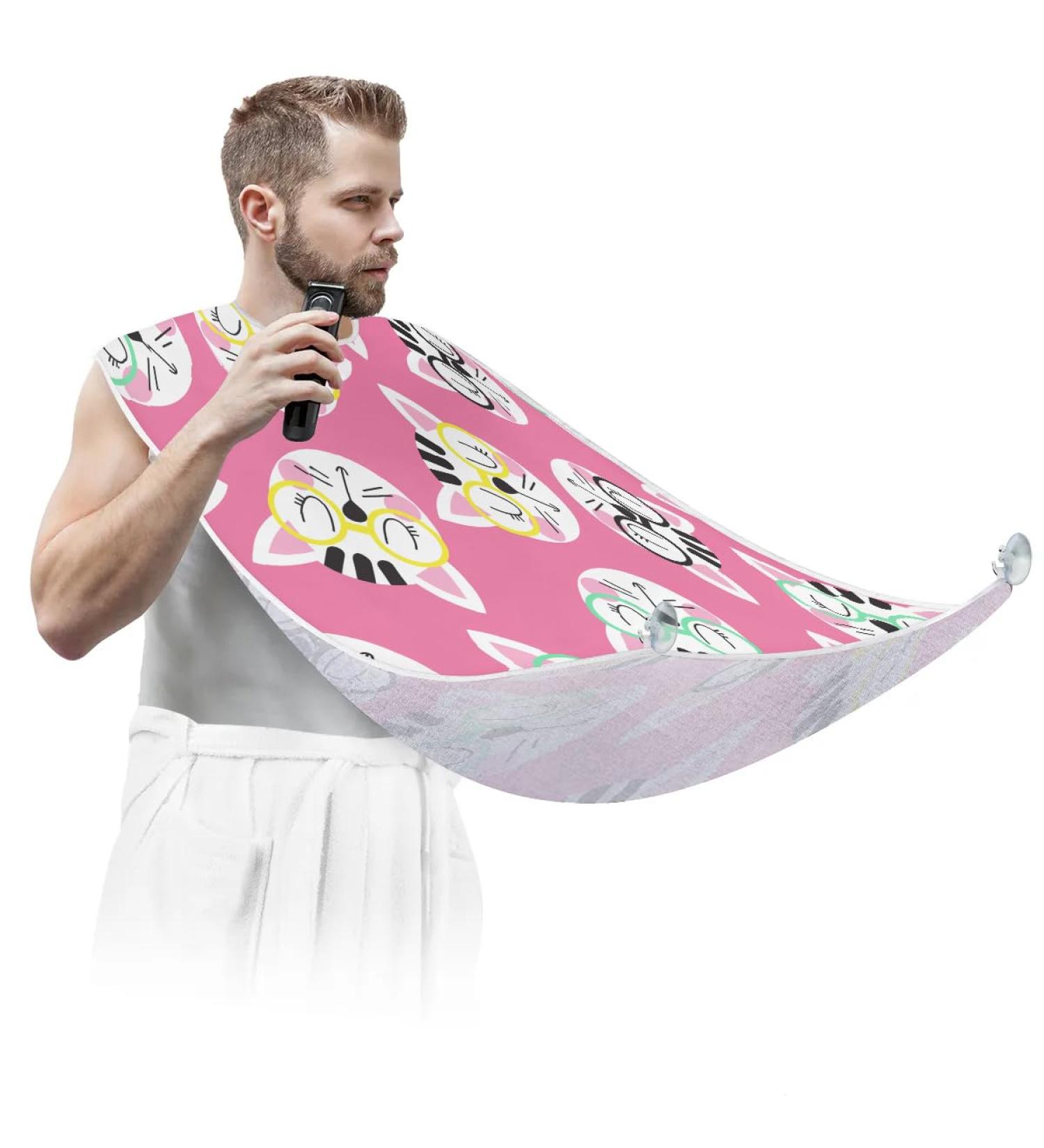 Buy Cats Head Beard Bib Apron - Non-Stick Waterproof Beard Hair Catcher for Men | Perfect Grooming Gift with Suction Cups - Buy Online on GoSupps.com