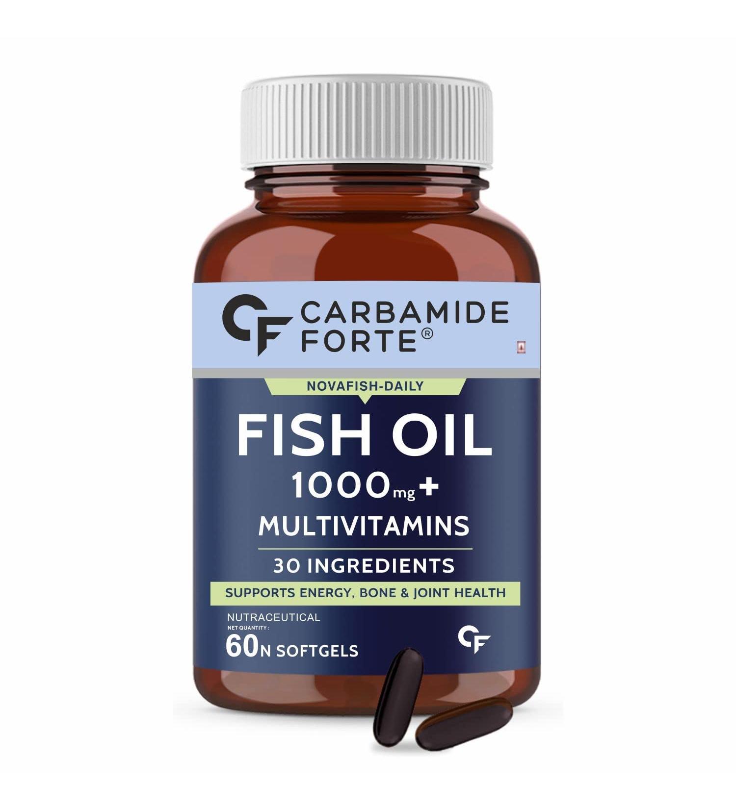 Generic Fish Oil with Multivitamin and Omega 3 1000mg Capsules for Men & Women | Fish Oil and Multivitamin Combo with 30 Ingredients - 60 Softgel Capsules - Buy Online on GoSupps.com
