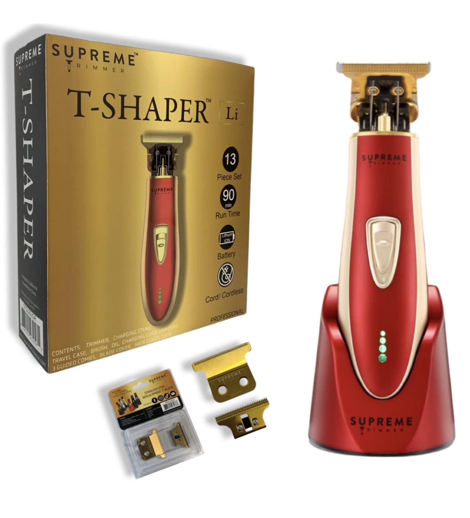 SUPREME TRIMMER ST5220 Cordless Hair Trimmer & Beard Clipper - Professional Men's Barber Liner in Red & Gold with Extra Blade - Buy Online on GoSupps.com