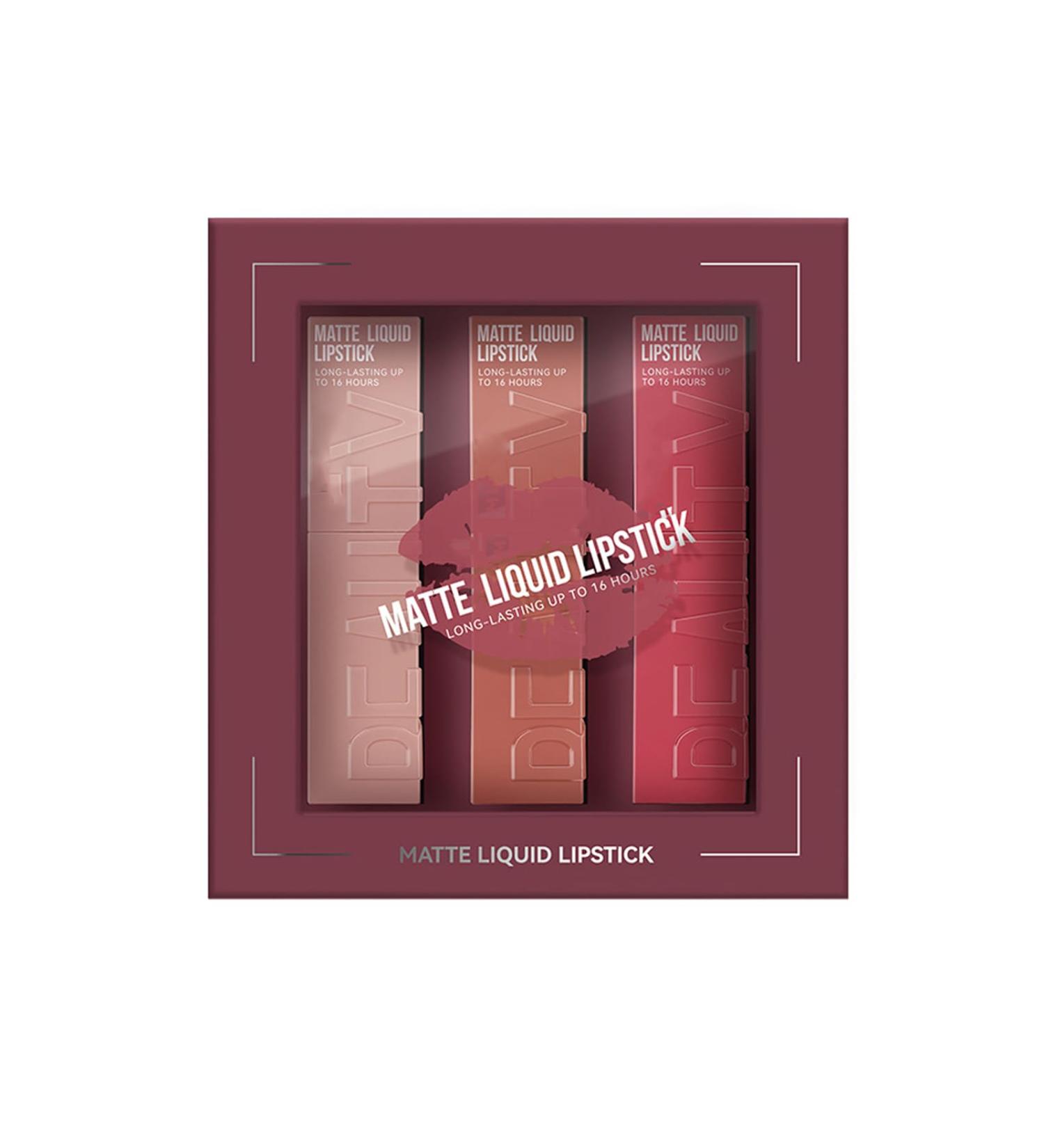 Buy 3PCS Lip Glaze Set - Matte Lipstick & Velvet Lip Gloss | Long Lasting & Moisturising Lip Makeup - International Shipping Available - Buy Online on GoSupps.com