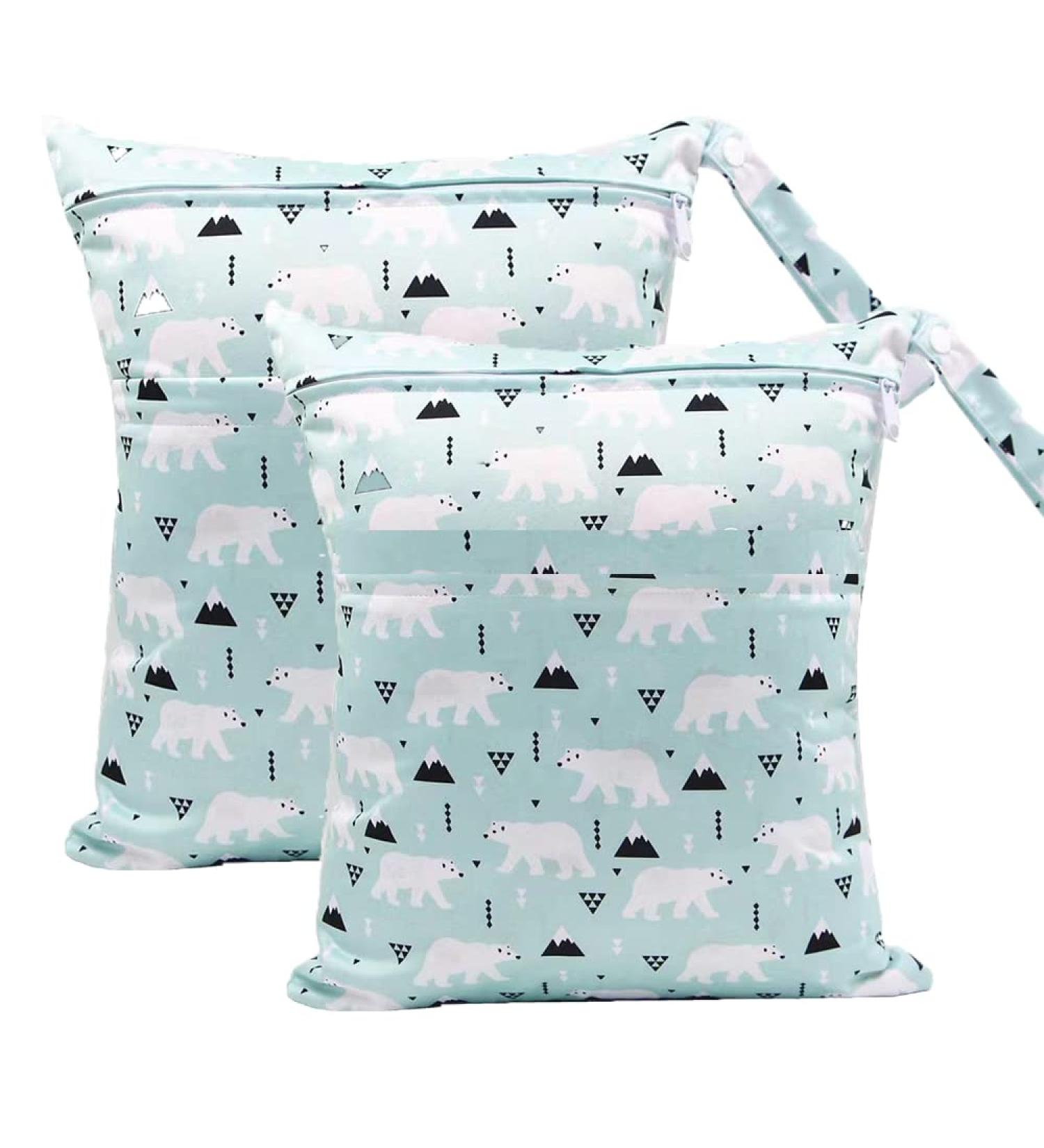 Trasun Polar Bear Wet & Dry Diaper Pockets - Waterproof Washable Organizer for Toddlers | Travel Gym Beach & Pool - Buy Online on GoSupps.com