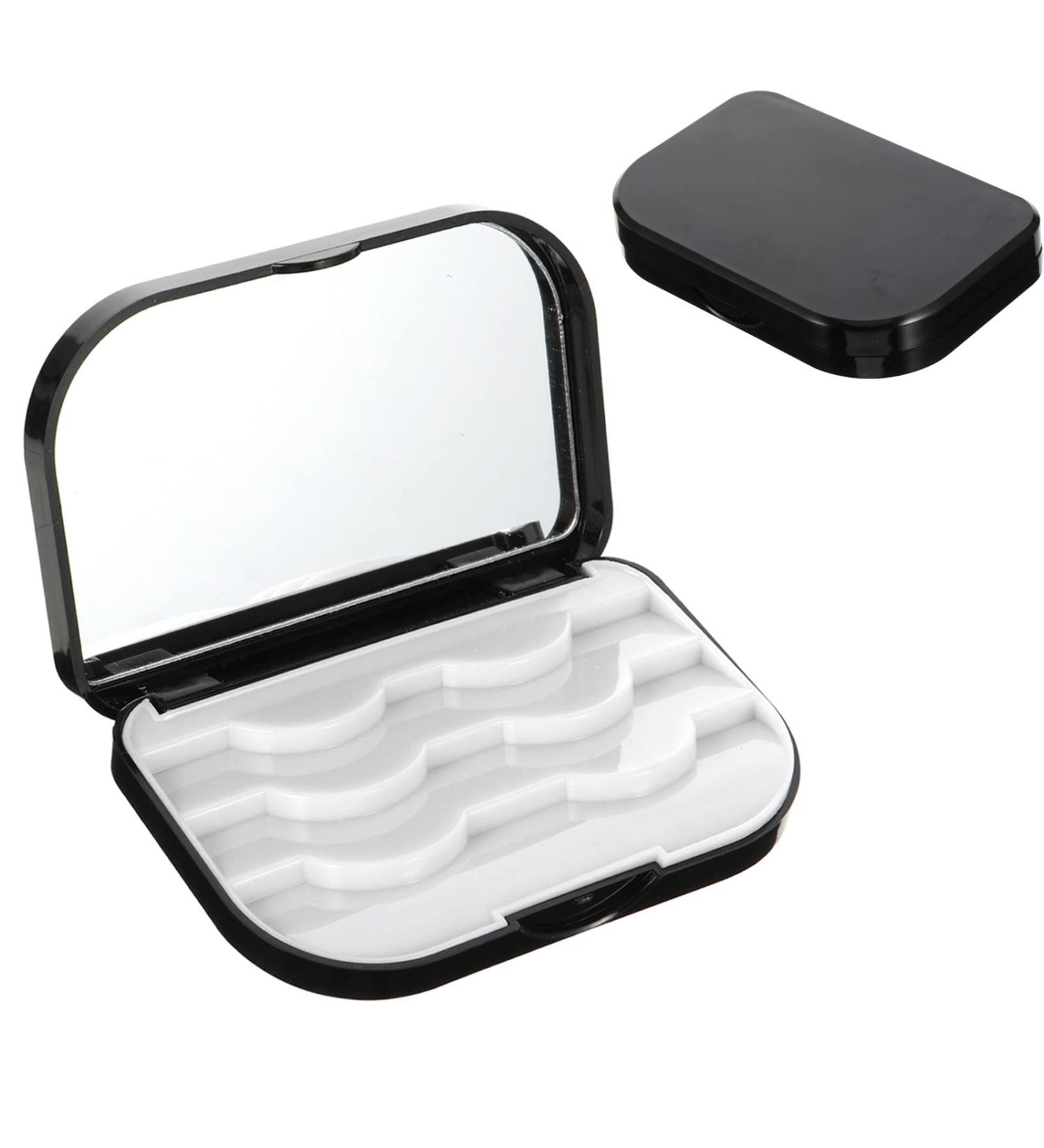 Shmian Empty Eyelash Case with Makeup Mirror - Travel Friendly Storage Organizer for 3 Pairs Black Lashes - Buy Online on GoSupps.com