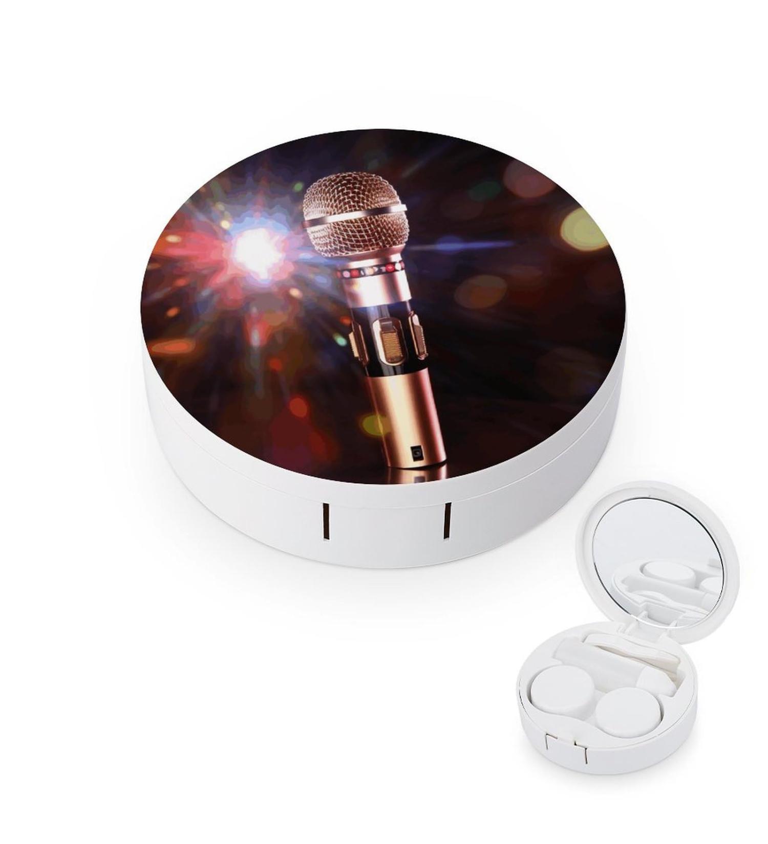Shop Karaoke Microphone Print Contact Lens Case - Travel-Friendly Lens Care Box | Ideal for International Shipping - Buy Online on GoSupps.com