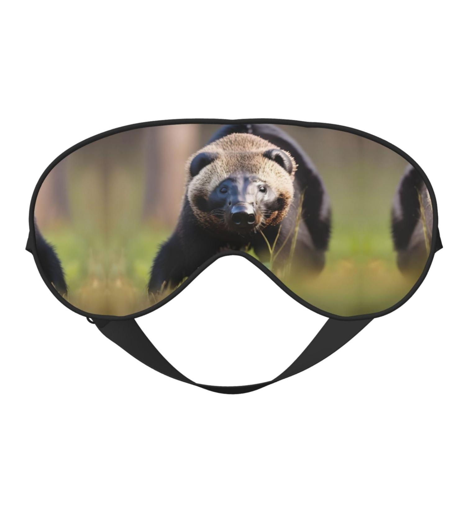 Black and White Honey Badger Mask - Adjustable Soft Blindfold for Deep Sleep Relaxation Travel & Meditation - Buy Online on GoSupps.com