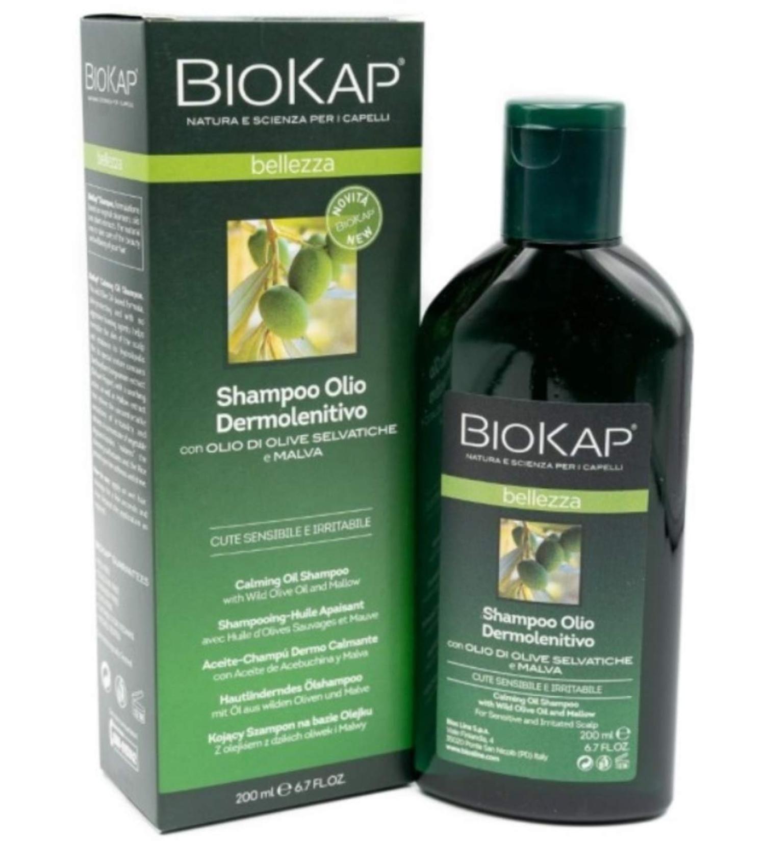 BIOKAP Dermolenitive oil shampoo with Selvatiques olive oil and Malva - Biokap 200 ml.