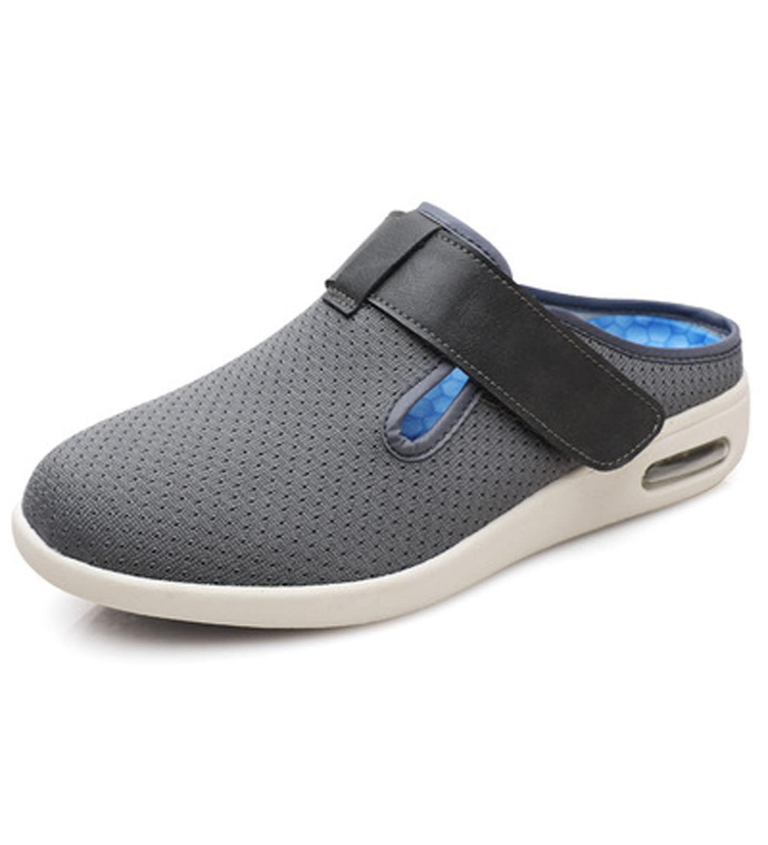 KXSM Diabetic Slippers - Adjustable Closure, Memory Foam, Easy Slip-On - Grey, Size 39 - Buy Online on GoSupps.com