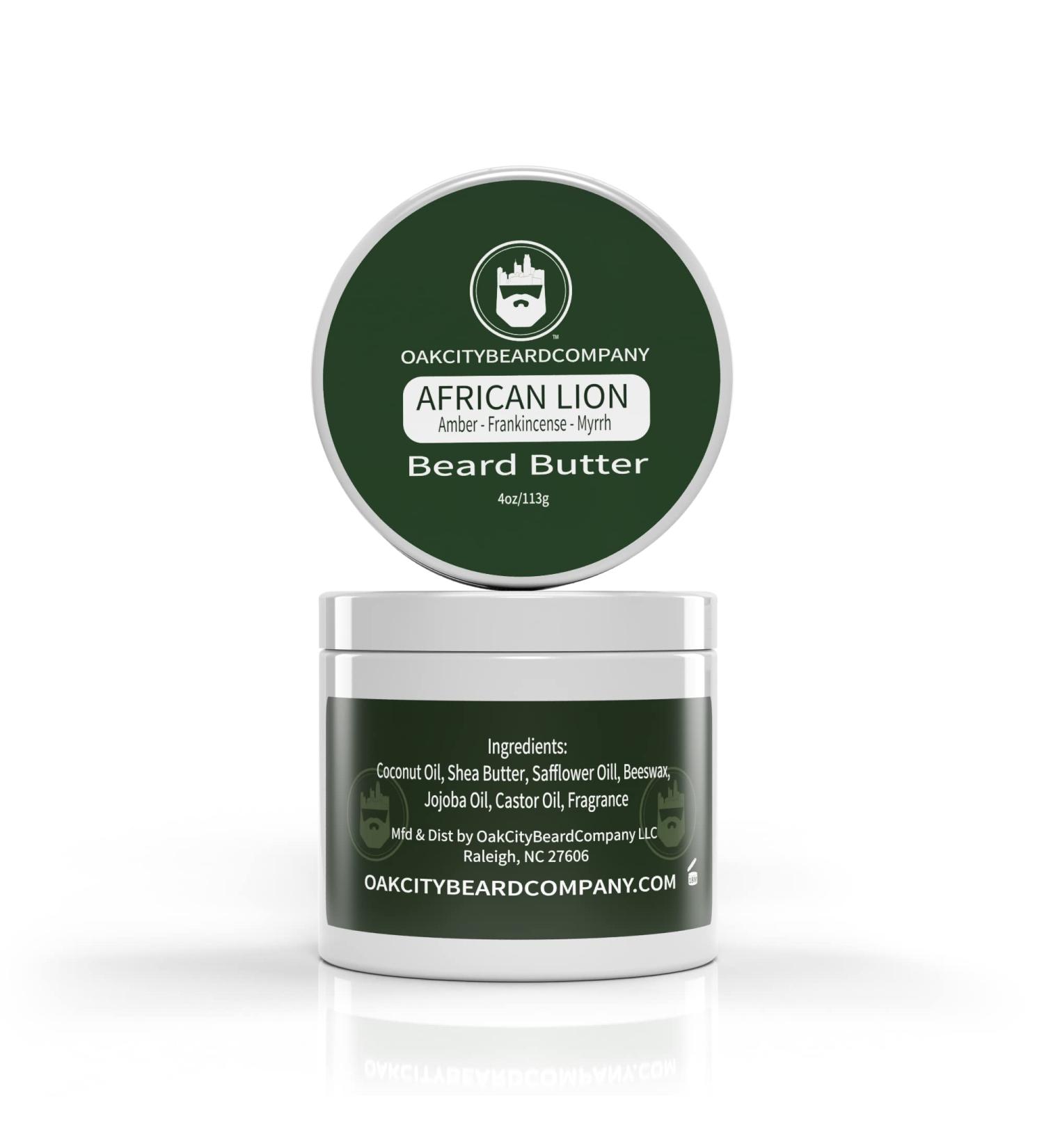 Oak City Beard Company African Lion Beard Butter - 4oz Beard Conditioner with Amber Frankincense Myrrh & Patchouli - Premium Beard Care for Men - Buy Online on GoSupps.com