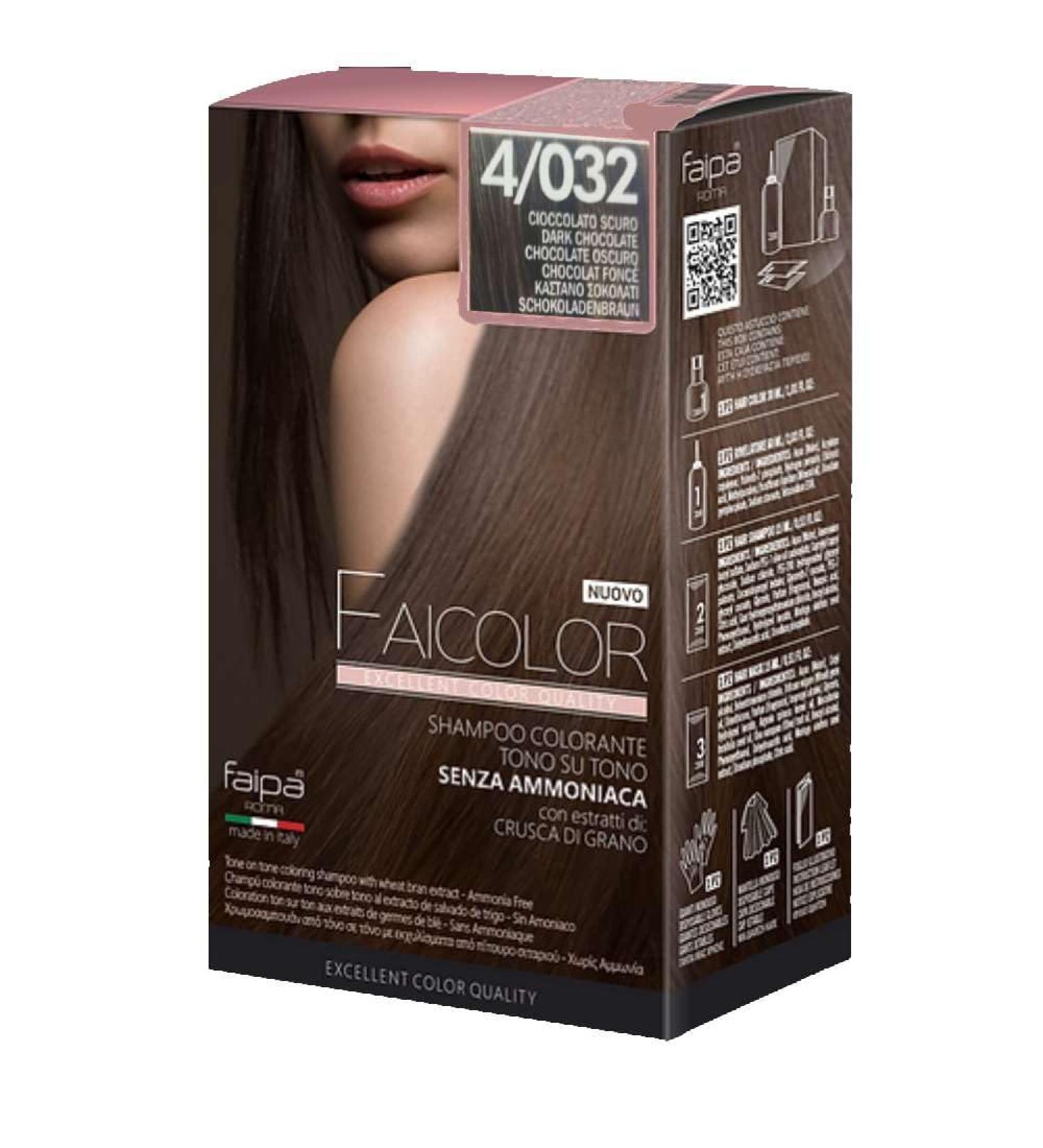 Faipa Faicolor shampoo colorant clay on tone without ammonia 4032 dark chocolate