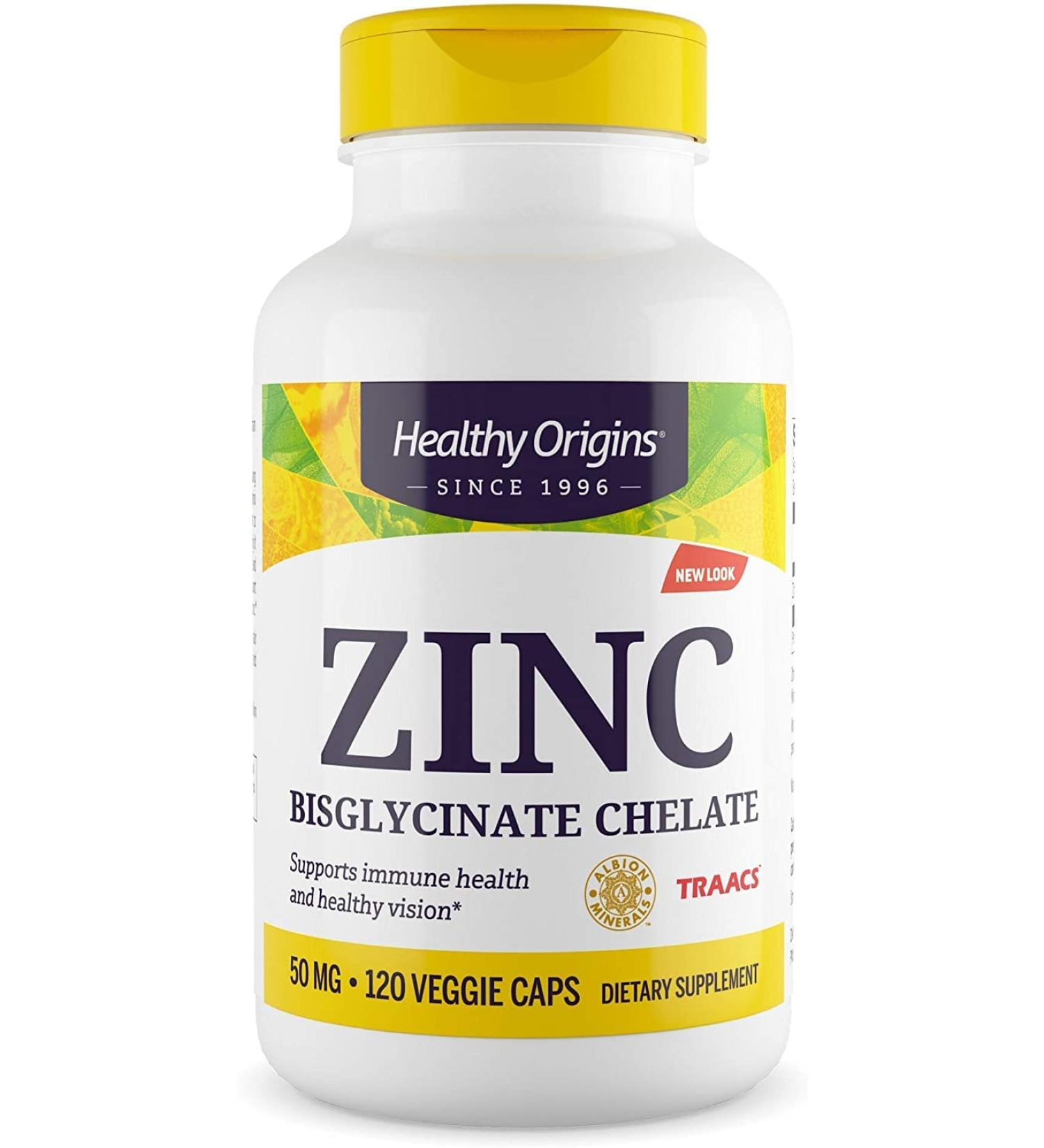 Healthy Origins Zinc Bisglycinate Chelate 50mg - Immune & Cellular Health Support - 120 Softgels - Buy Online on GoSupps.com