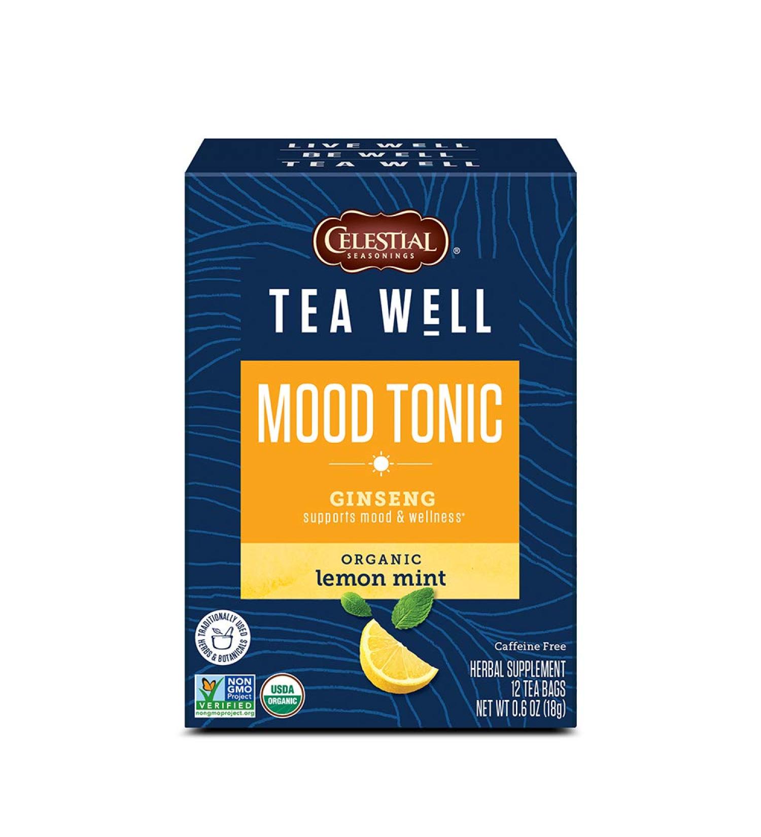 Celestial Seasonings Mood Tonic Tea - Ginseng Lemon Mint, Caffeine-Free, 12 Bags - Buy Online on GoSupps.com