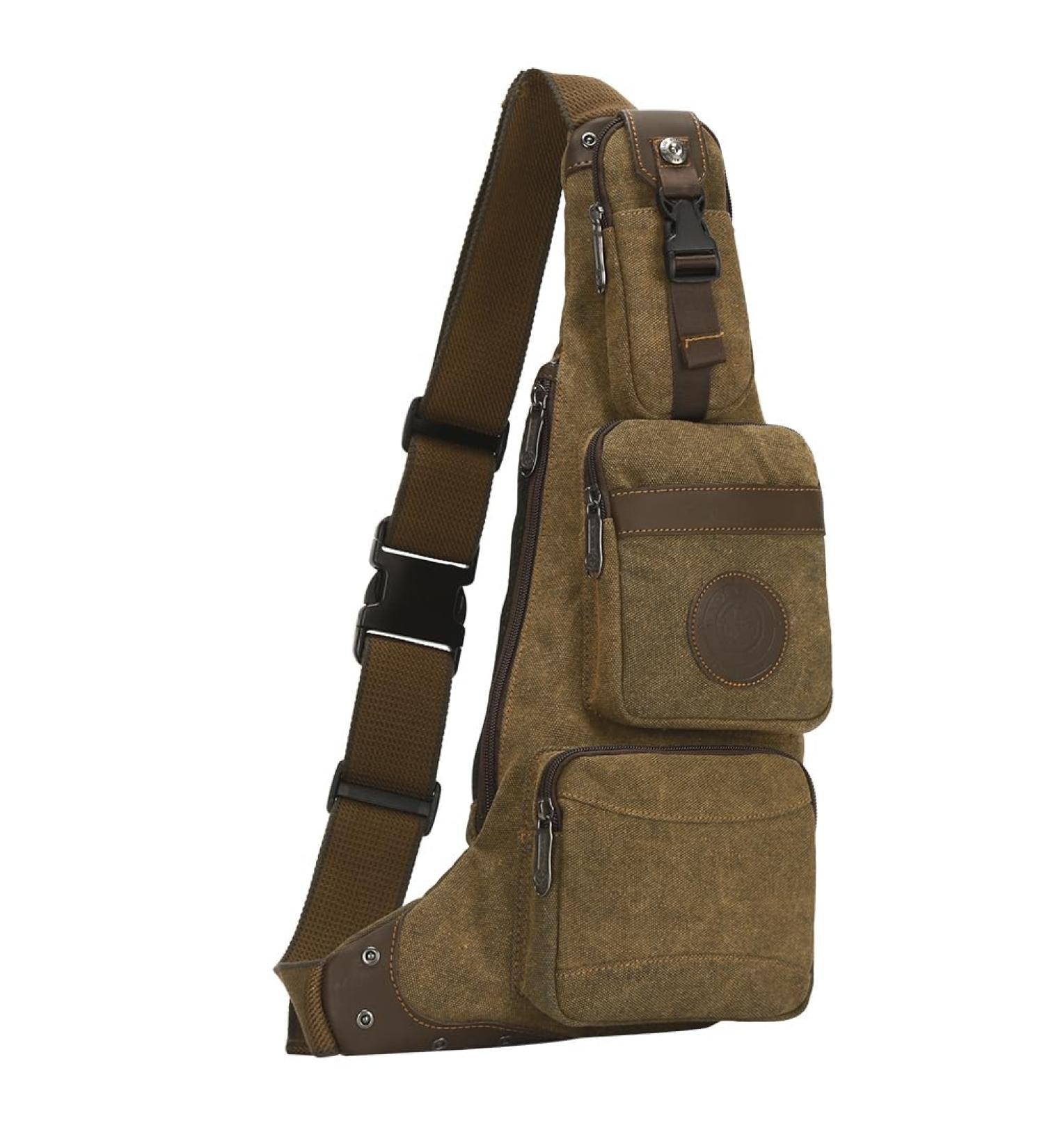 Leathario Men's PU Leather Chest Bag - Versatile Crossbody & Shoulder Bag in Brown B219 | Casual Multi-purpose Style for Every Occasion - Buy Online on GoSupps.com