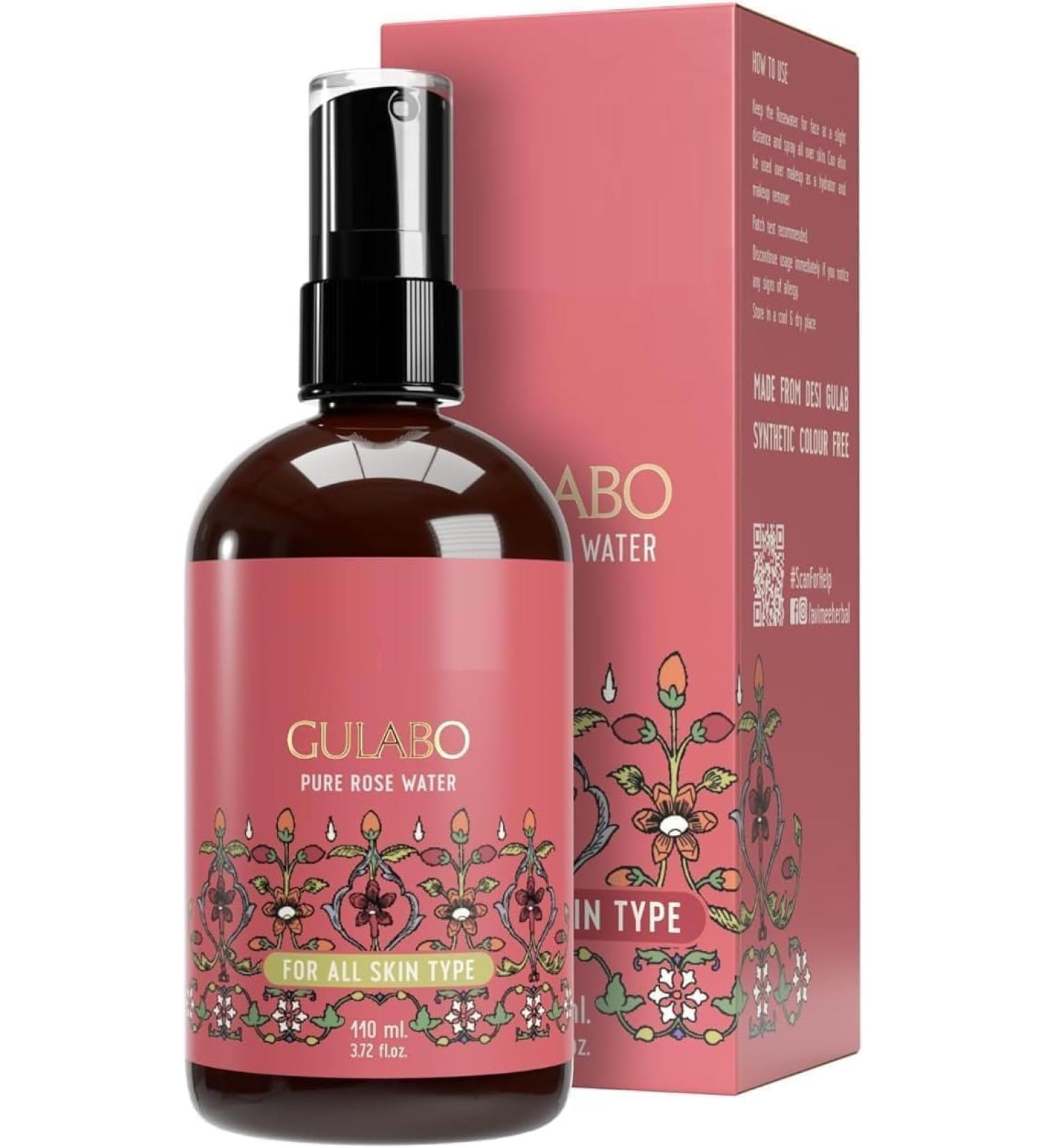 HYD Gulabo Premium Rose Water110 ml skin facial and hair toner parabenfree alcoholfree balances and restores the pH value of the skin for all skin types - Buy Online on GoSupps.com
