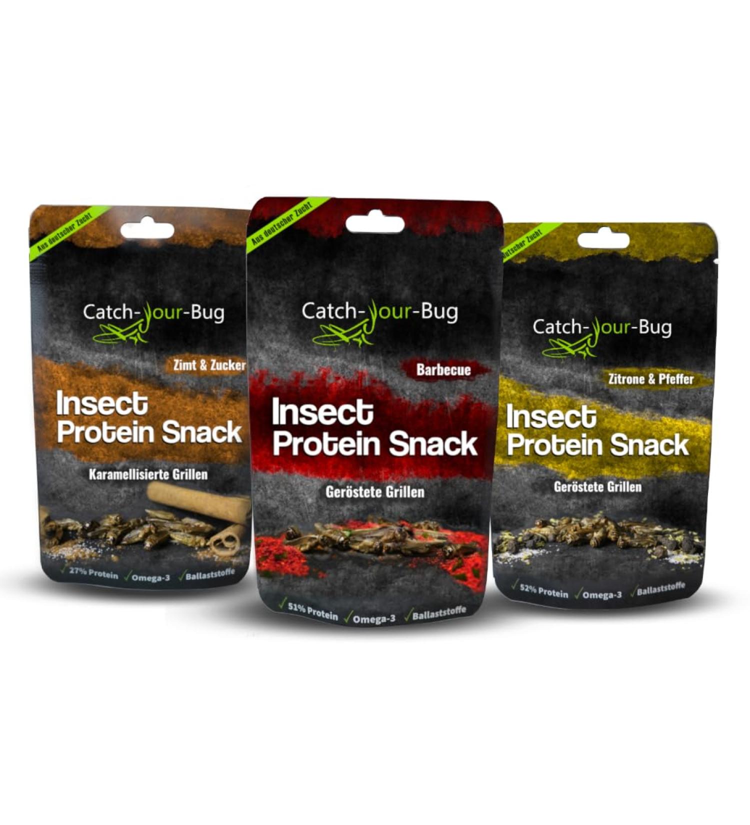 Pack of 3 Spiced Cricket Snacks - Edible Insect Treats by Catch-Your-Bug | 15g Each | International Shipping - Buy Online on GoSupps.com