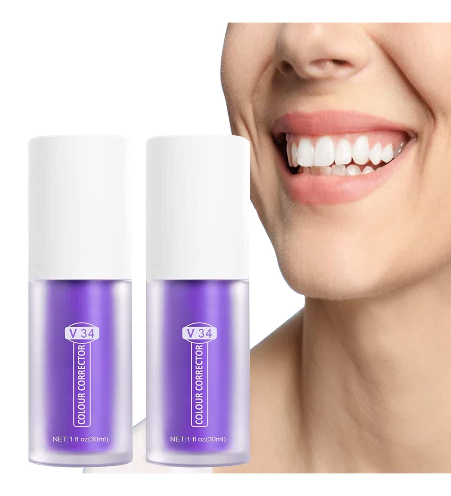 2pcs Purple Teeth Whitening Toothpaste Kit - Stain Removal & Brightness Booster - Buy Online on GoSupps.com