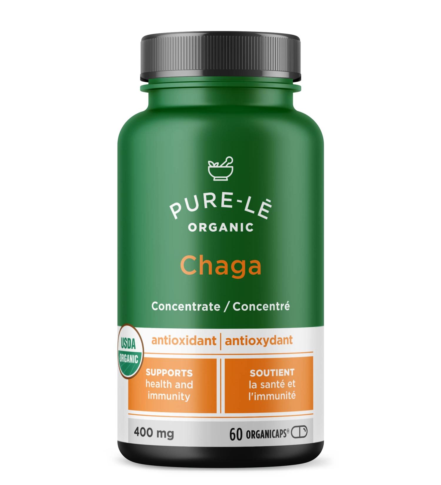 USDA Organic Chaga Mushroom Concentrate 60 Organicaps - Organic New Immune Health Support Supplement - Works Better than tablets Liquids or Teas - All Natural Plant Extract with No Side Effects - Ultra Premium Supplement - No Binders Nothing Artificial - Buy Online on GoSupps.com