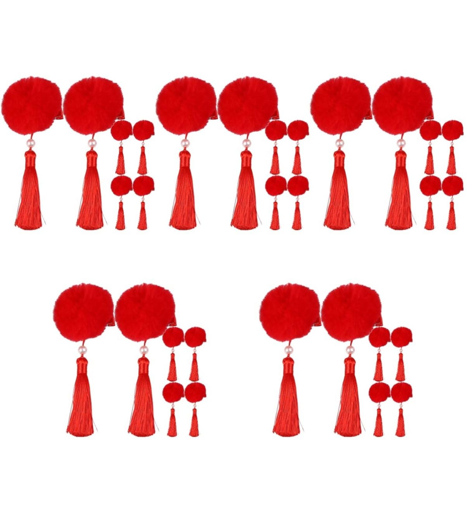 FOMIYES 15 Pairs Tassel Hair Ball Hair Clip Chinese Hair Accessories for Girls Kid Hair Accessories Barrettes for Baby Girls Pompom Hair Clips Artificial Fur The Flowers Hairpin Red Child - Buy Online on GoSupps.com